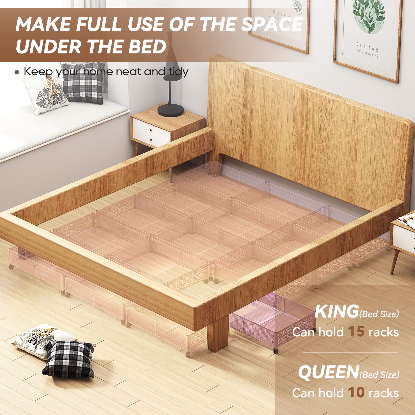 Under Bed Storage, Under the Bed Storage Containers with Wheels, Under Bed Shoe Storage Organizer Drawer for Bedroom Clothes Sho