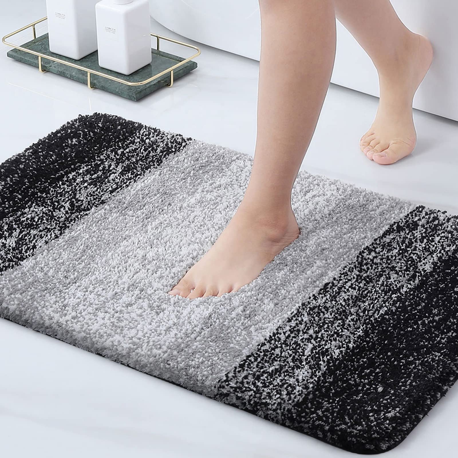 Arotive Microfiber Bathroom Rugs, Shaggy Soft And Absorbent Bath Rug, Non-Slip, Thick Plush Bathroom Mat, Machine Washable Dry B