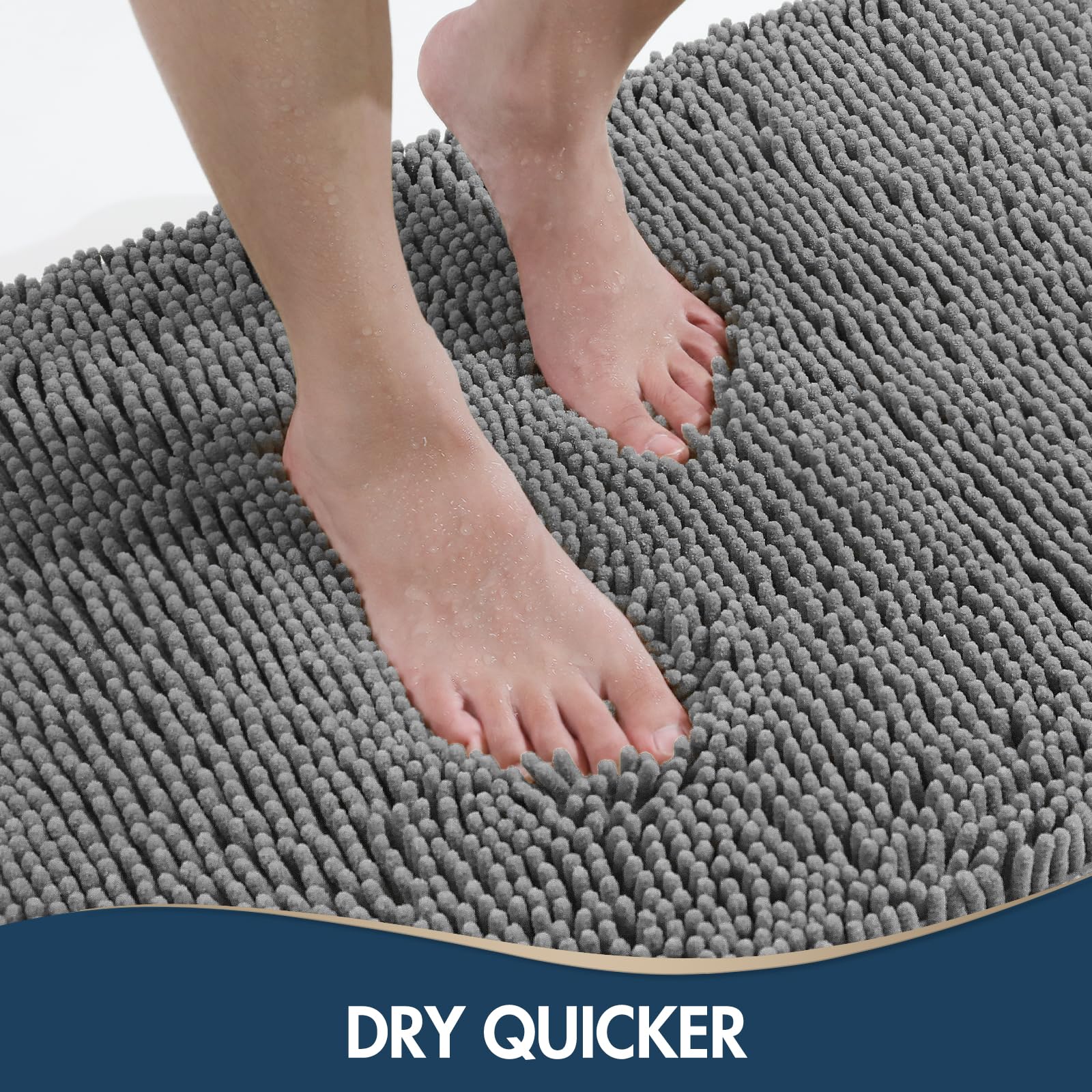 Treetone Bathroom Rugs Sets, Thick Soft Absorbent 3 Piece Chenille Bath Rugs, Non-Slip, Dry Quickly, Machine Washable, Shaggy Ma