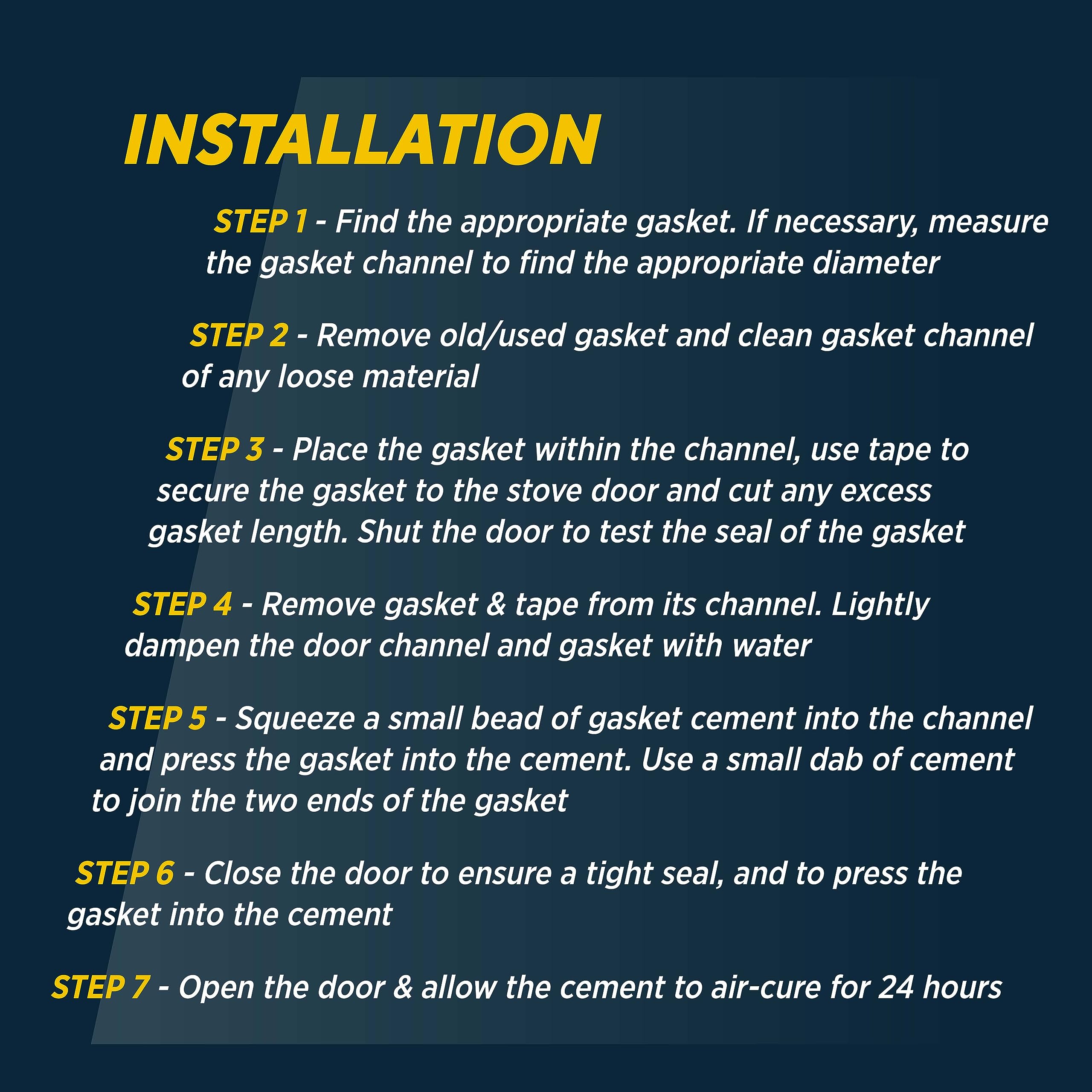 Rutland Wood Stove Gasket Replacement Kit  Graphite Impregnated Gasket & Adhesive  3/4 '' x 7 ' Rope