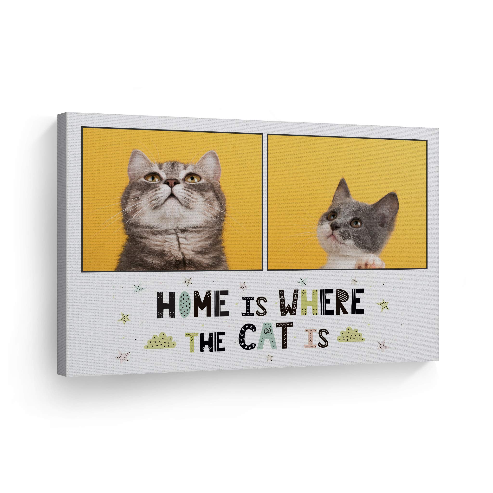 Smile Art Design Custom Photo Print Canvas Print With Your Photo Personalized Photo 2 Images Home Is Where The Cat Is Quote Pers