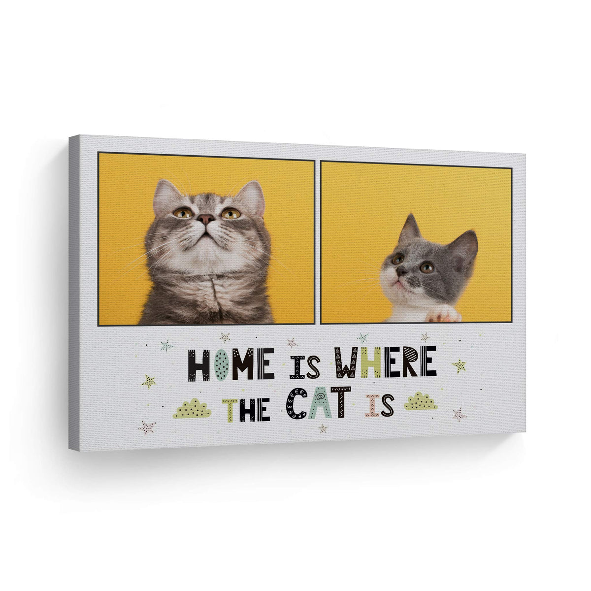 Smile Art Design Custom Photo Print Canvas Print With Your Photo Personalized Photo 2 Images Home Is Where The Cat Is Quote Pers