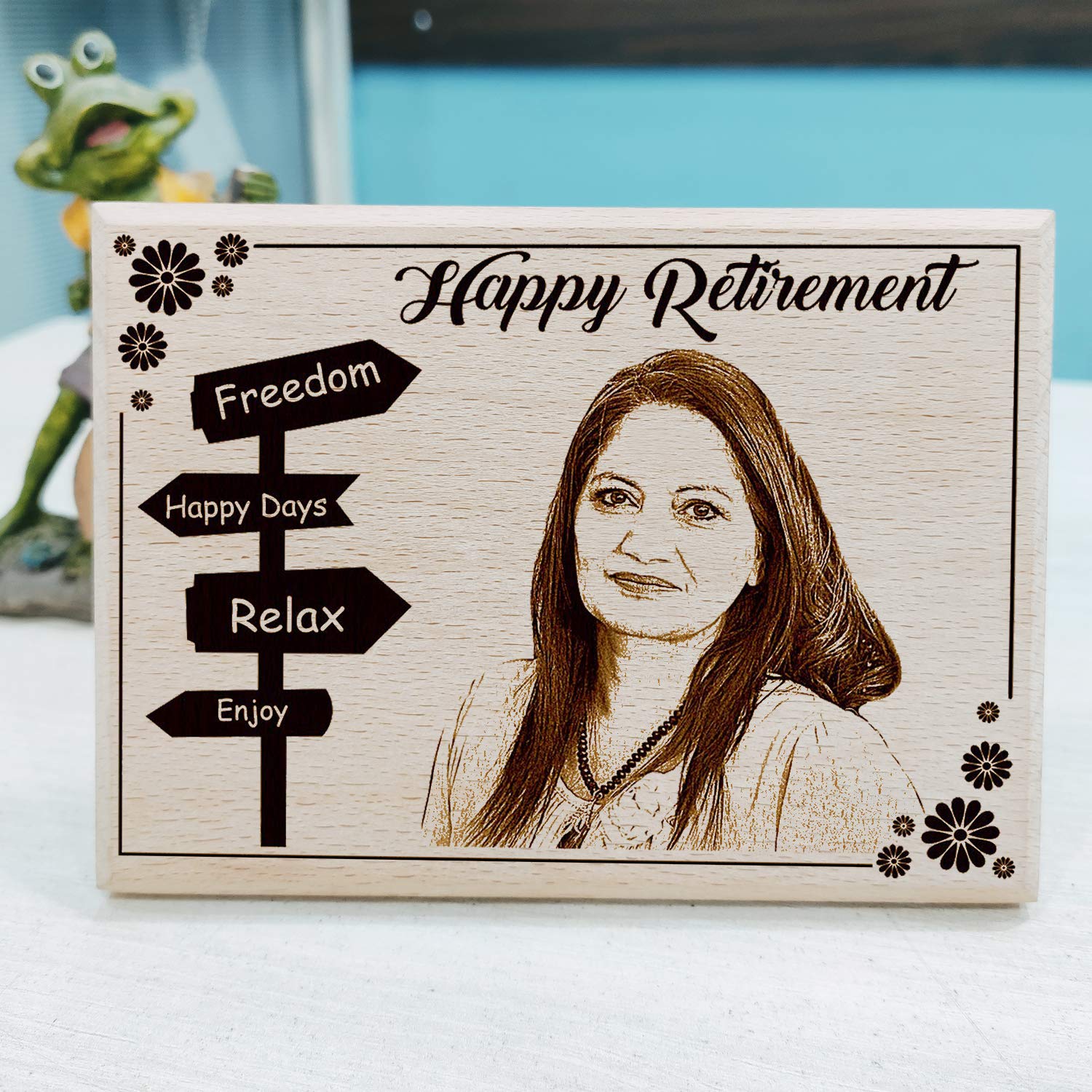 Incredible Gifts India Happy Retirement Gift For Women|Mother|Father|Men|Boss - Personalized Engraved Rectangular Photo Frame (9