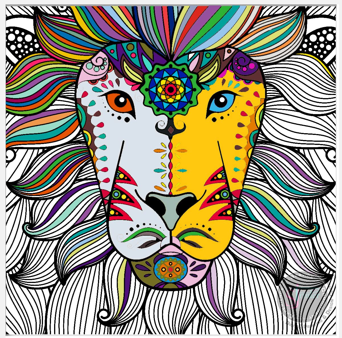 Sjprinter Giant Coloring Poster For Kids And Adults - Great For Care Facilities, Schools, Group And Family Activities (Lion Head