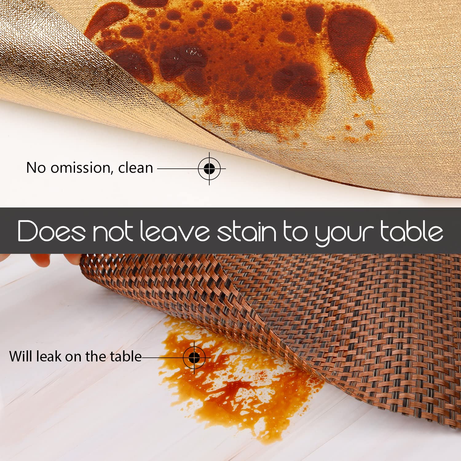 Aircowrie Placemats For Dining Table Set Of 8, Heat-Resistant Placemat Washable Vinyl Table Mats For Kitchen Thanksgiving Restau