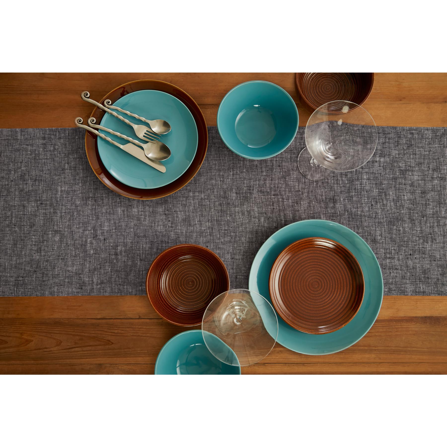 Solino Home Linen Table Runner 90 Inches Long - 100% Pure Linen Chambray Black Table Runner 14 X 90 Inch - Machine Washable Dini