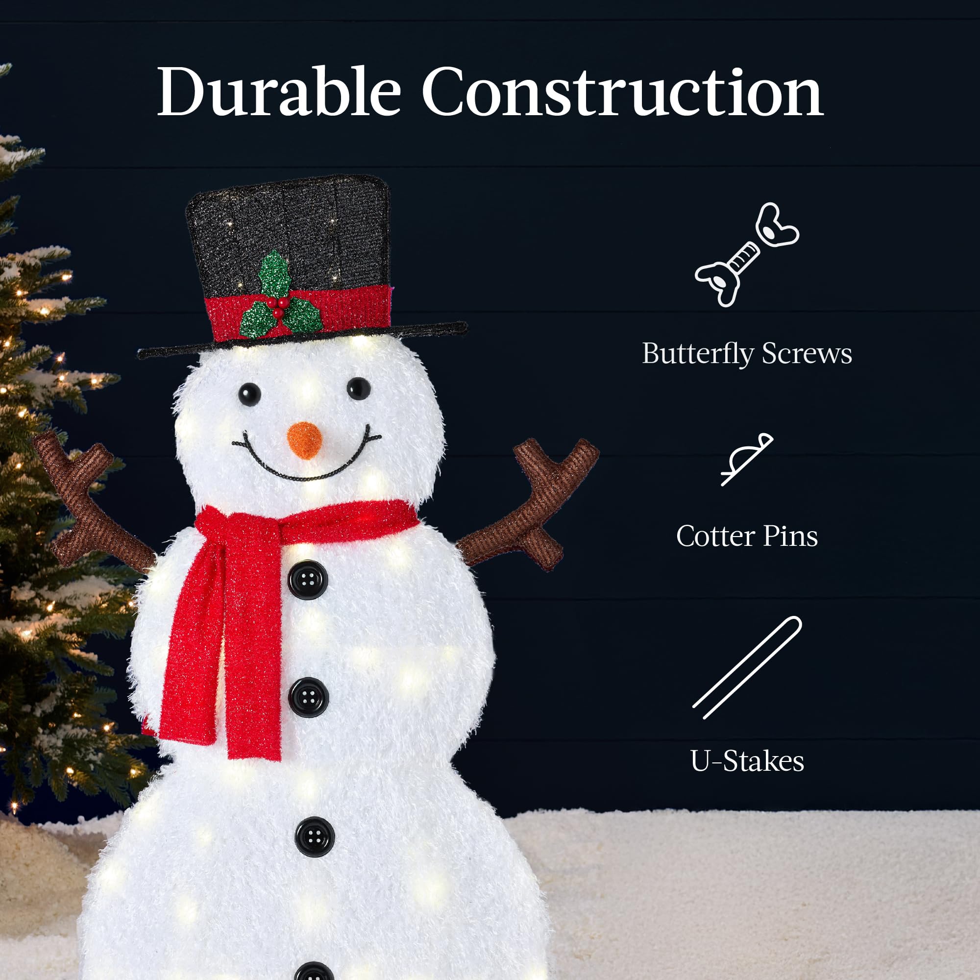 Best Choice Products 4ft 4-Piece 2D Lighted Christmas Snowman Family Set, Large Outdoor Yard Decor Holiday Decoration w/ 160 Twi