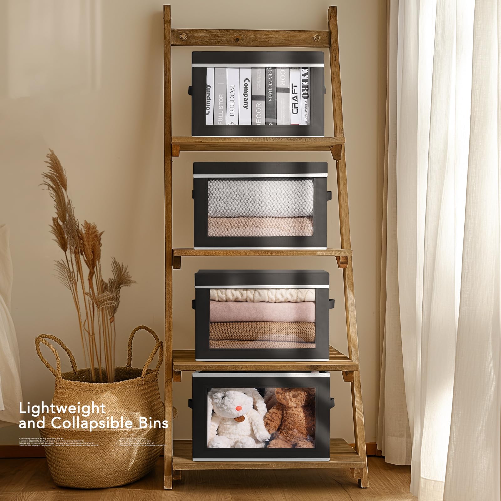 Homsorout Foldable Storage Box With Lid - Closet Storage Organizer With Window, Storage Bins With Lids For Clothes, Fabric Stora
