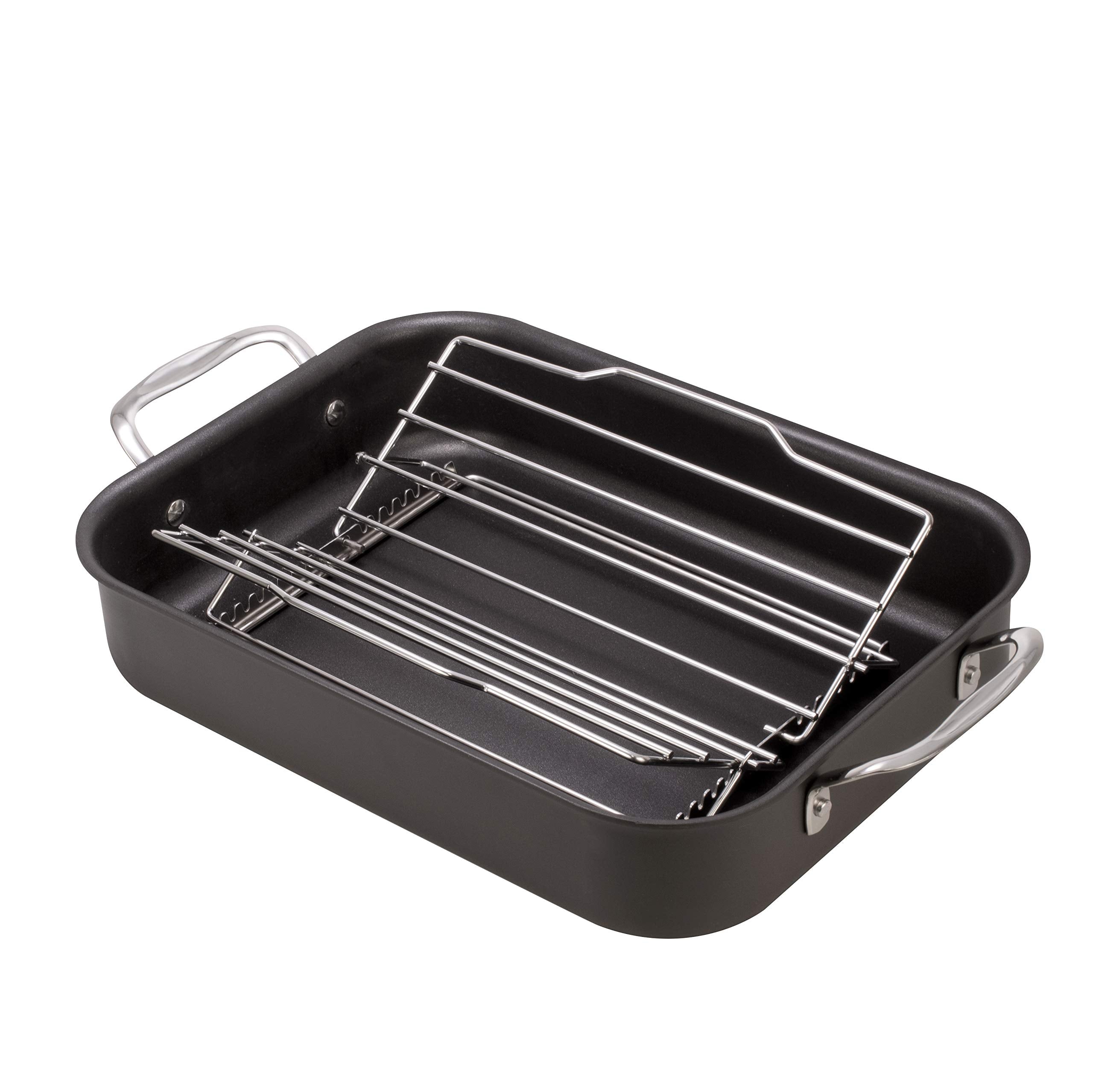 HIC Kitchen Adjustable Metal Roasting Rack, 11.25" x 10.625", Silver, Model 43182