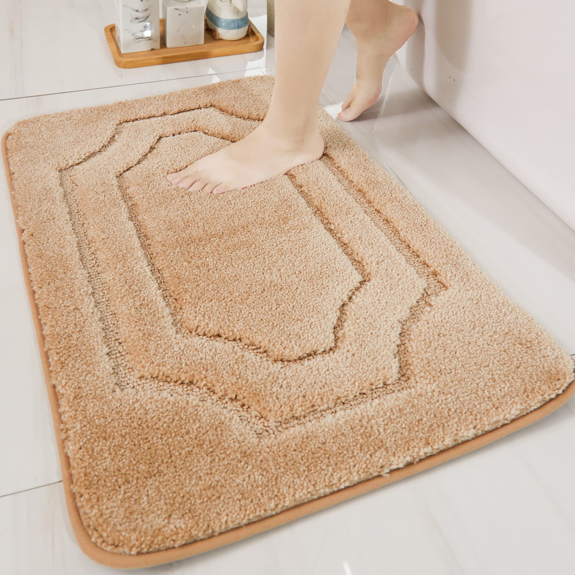 Beqhause-Bathroom-Rug-Non Slip-Bath Mat-Soft And Absorbent-Shower Mat-Polyester Bath Mats For Bathroom Machine Washable Bathroom