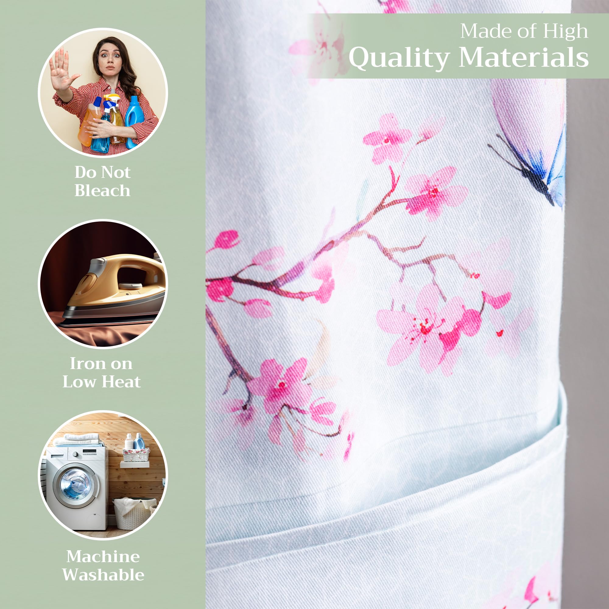 Maison d' Hermine Apron 100% Cotton 1 Piece Adjustable Neck Strap Clothapron with Center Pocket for Gifts  Women  Men  Banquet  Blossoms In Spring - Spring/Summer (27.50''x31.50'')