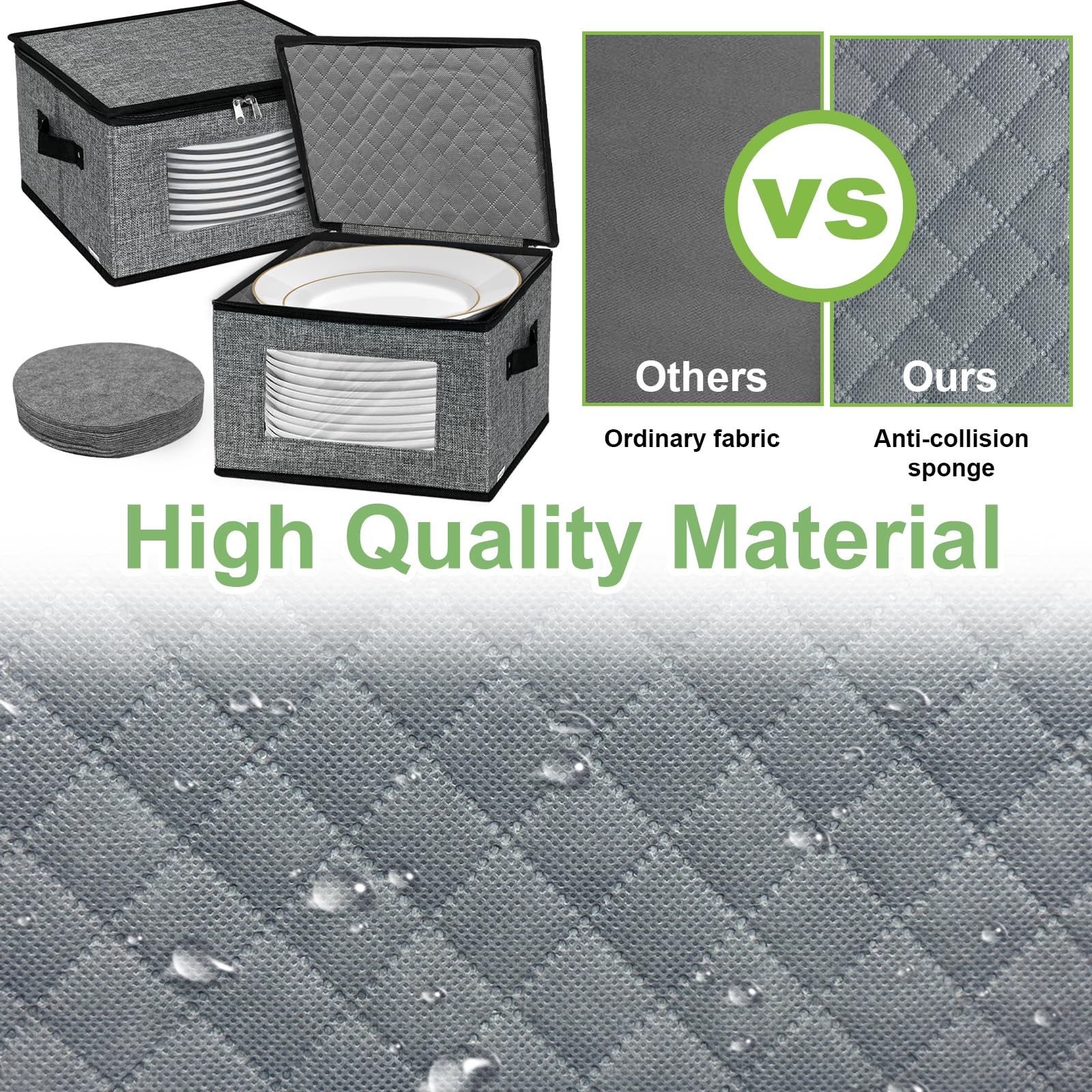 China Storage Containers, 12 Inch Dish Dinner Plate Storage Containers, Hard Shell Quilted Dinnerware Storage Box Case With Lids