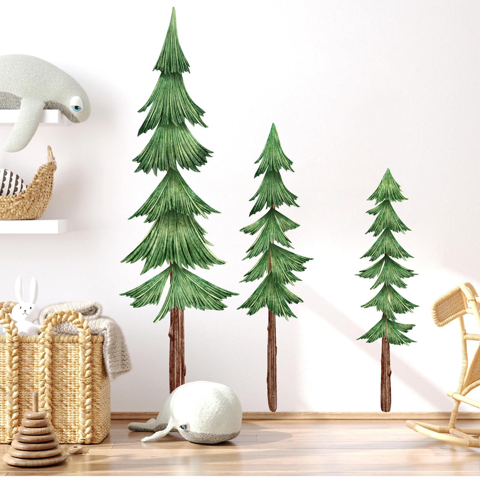 Large Pine Tree Wall Decals Peel And Stick Watercolor Extra Large Tree Wall Decal Forest Nature Green Tree Wall Stickers Giant P