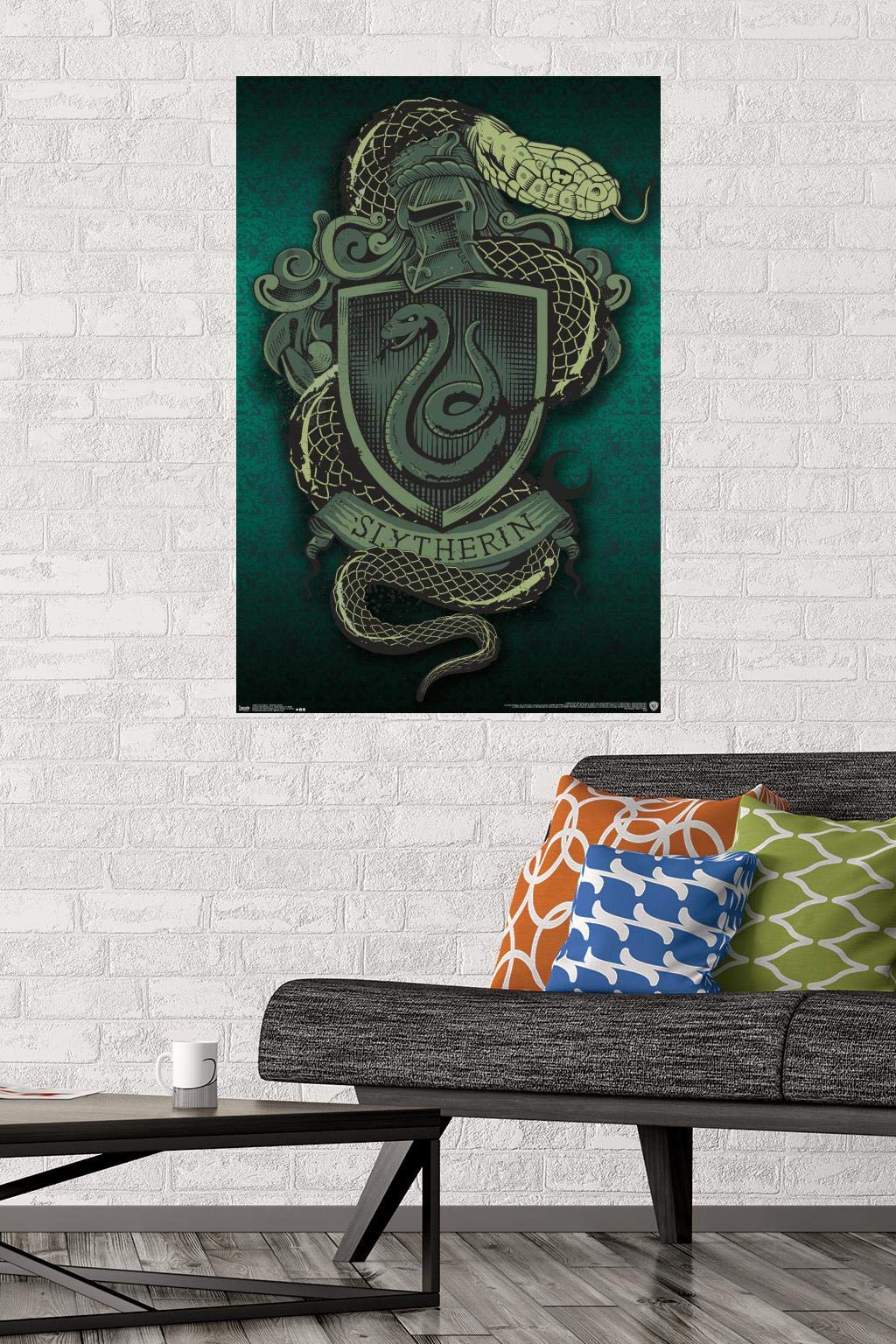Trends International The Wizarding World: Harry Potter - Slytherin Snake Crest Wall Poster, 22.375'' X 34'', Premium Poster & Mo
