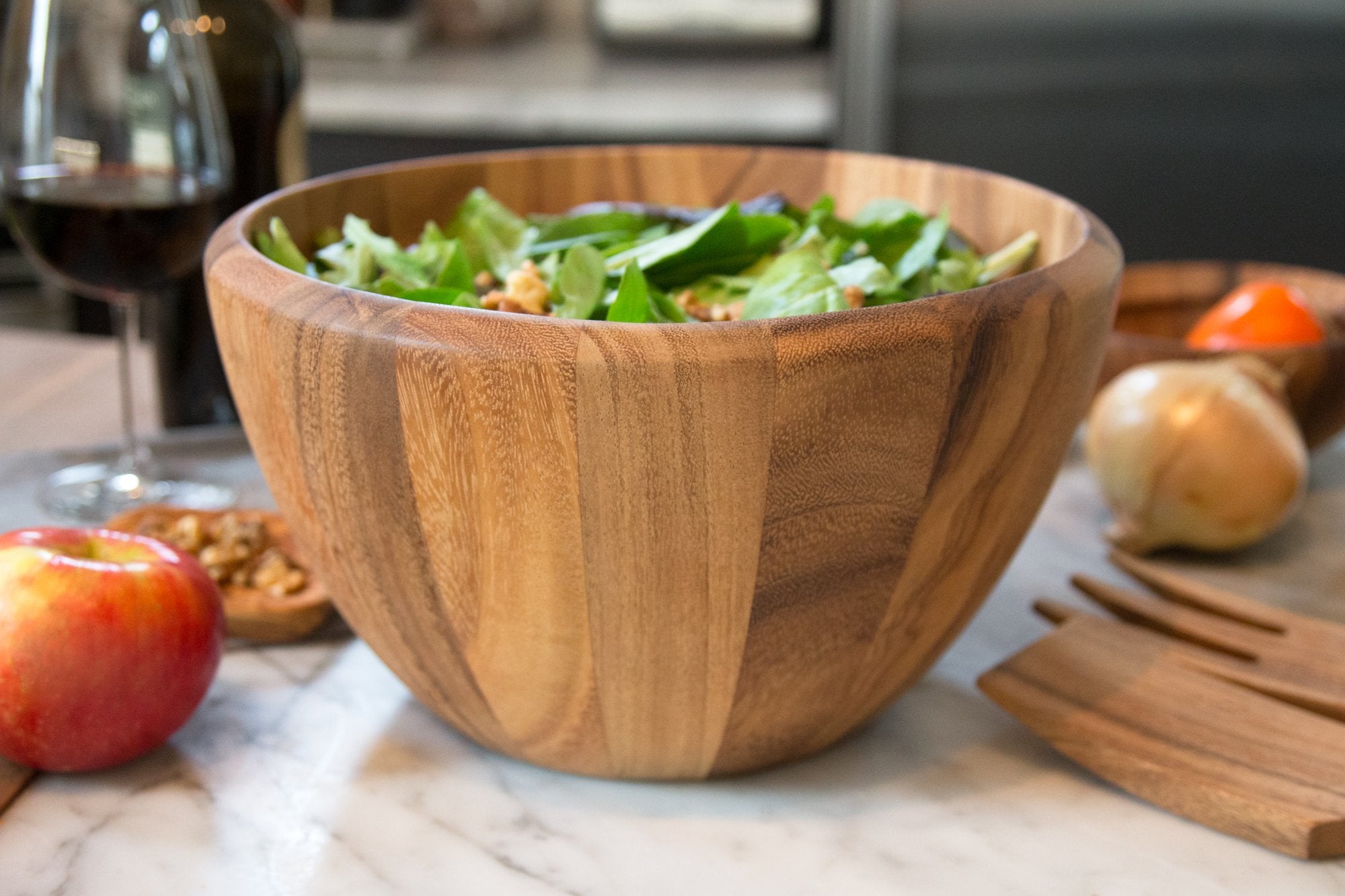Ironwood Gourmet Extra Large Madera Salad Bowl, Acacia Wood, 12 X 12 X 7.25