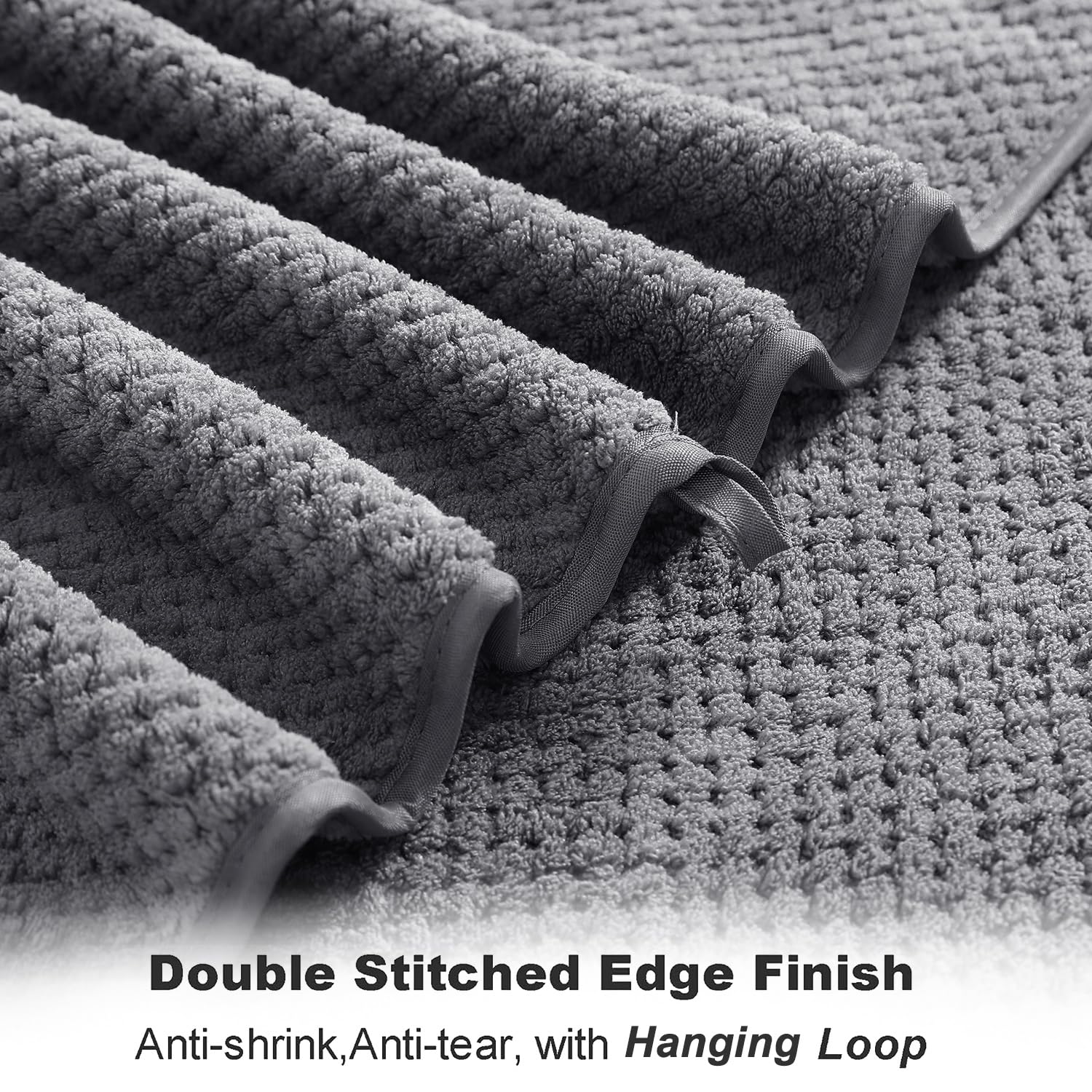 8-Piece Gray Bath Towel Set, 2 Extra Large Bath Towel Sheets, 2 Hand Towels And 4 Washcloths - Highly Absorbent Quick Dry Microf