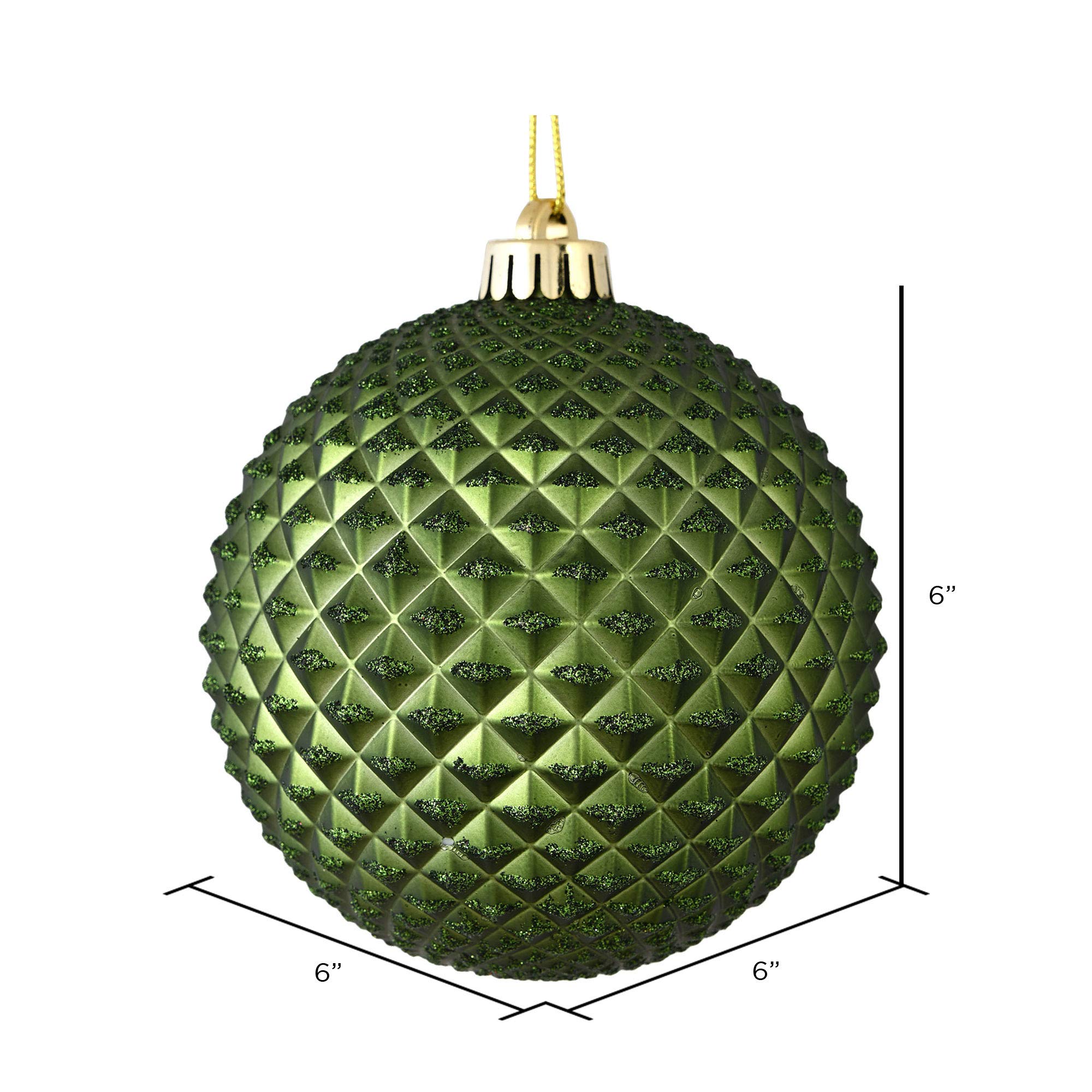 Vickerman 6 Moss Green Durian Glitter Ball Ornament, 4 per Bag