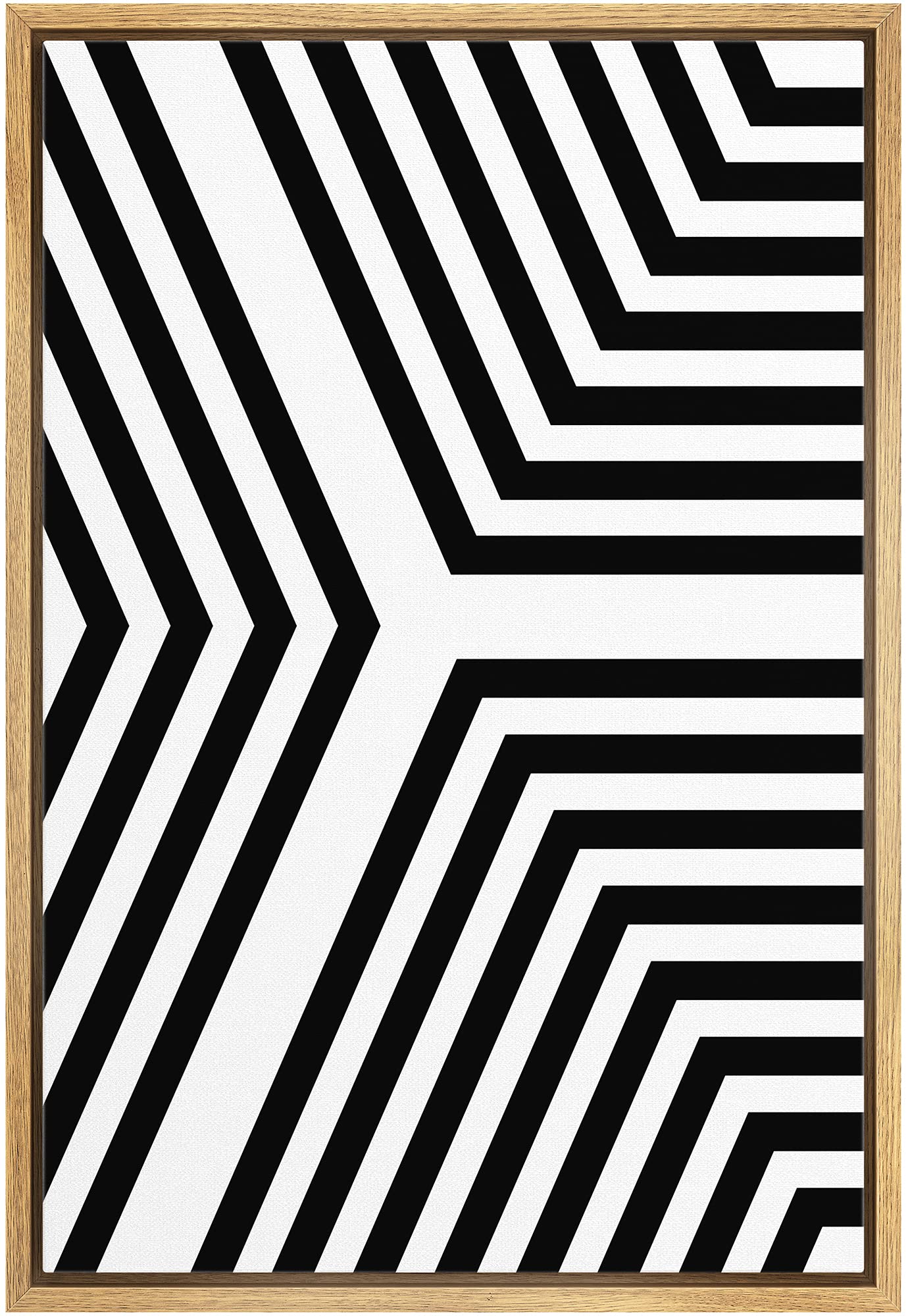 Ashbrook Framed Canvas Print Wall Art Black And White Y-Shaped Geometric Pattern Abstract Shapes Illustrations Modern Bohemian C
