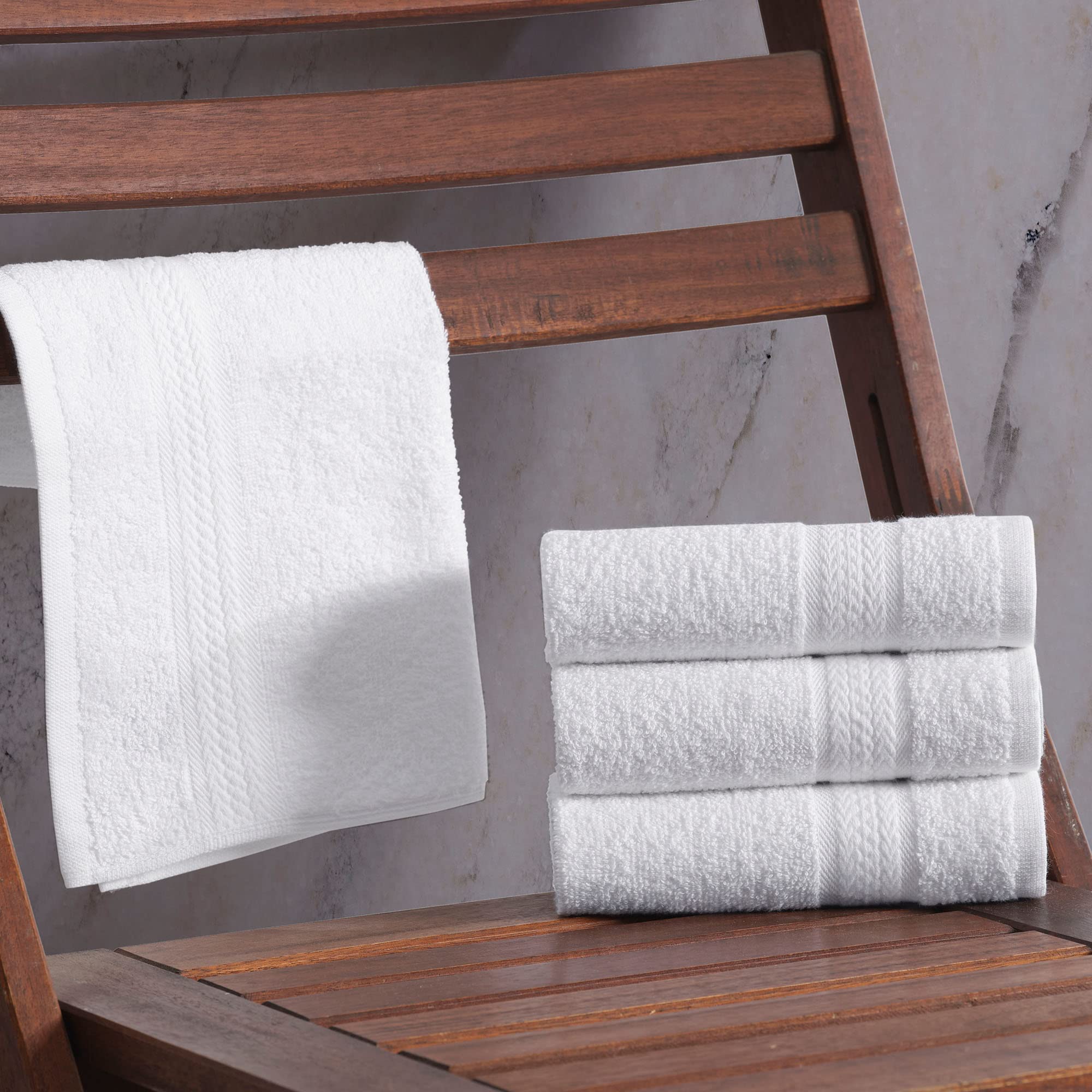 REGAL RUBY 4 Pieces White Washcloths Bath Linen Set Quick-Dry  Highly Absorbent  Soft Feel Towels  Premium Quality Flannel Face Cloths