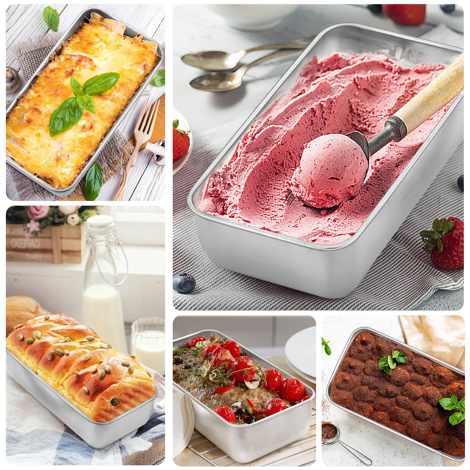 Onader 8? X 4? Inch Loaf Pans Stainless Steel Deep Meatloaf Pan For Baking Bread Set Of 3