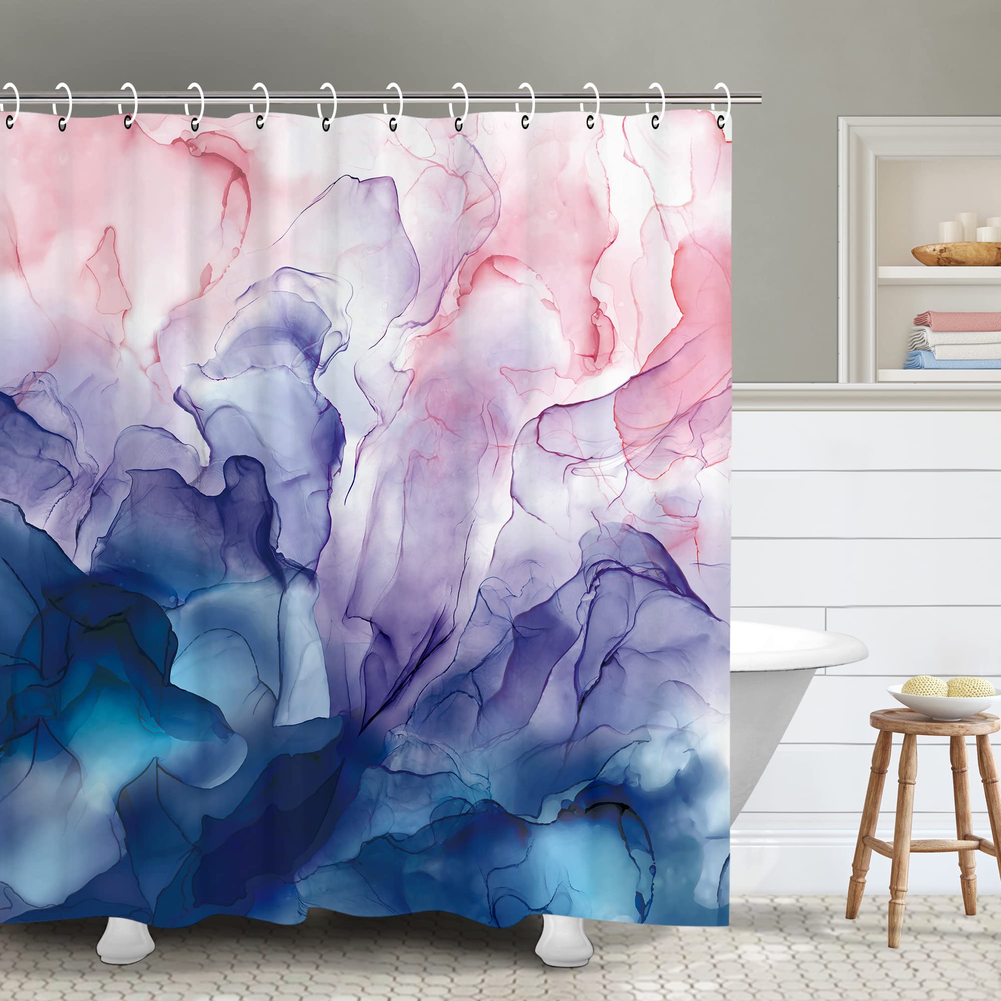 RosieLily Abstract Shower Curtain, Colorful Shower Curtain, Ombre Shower Curtains Set with 12 Hooks, Bathroom Decor Watercolor P
