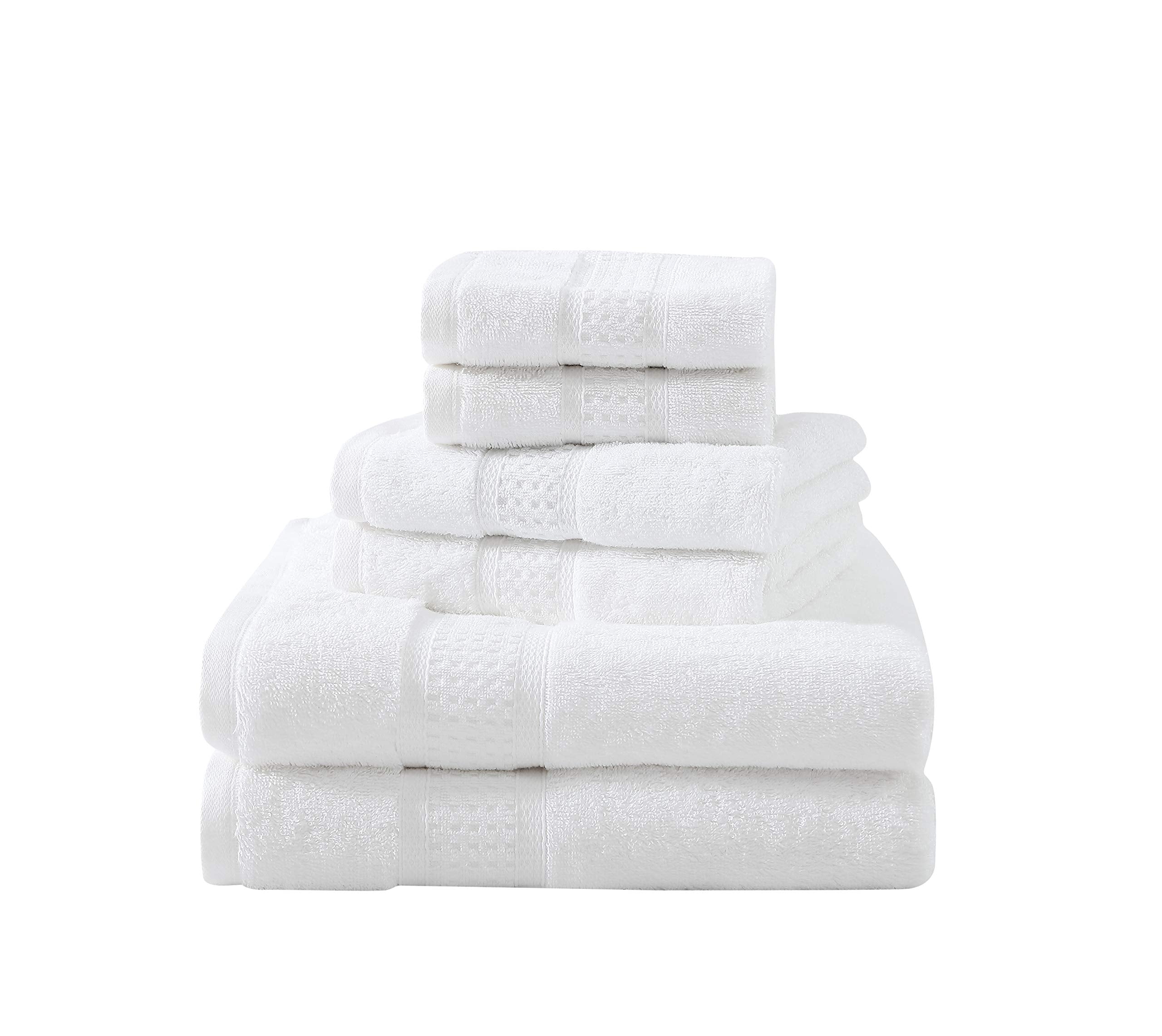 Nautica - 6 Piece Bath Towels  Absorbent & Fade Resistant Cotton Towel Set  Fashionable Bathroom Decor (Oceane White  6 Piece)