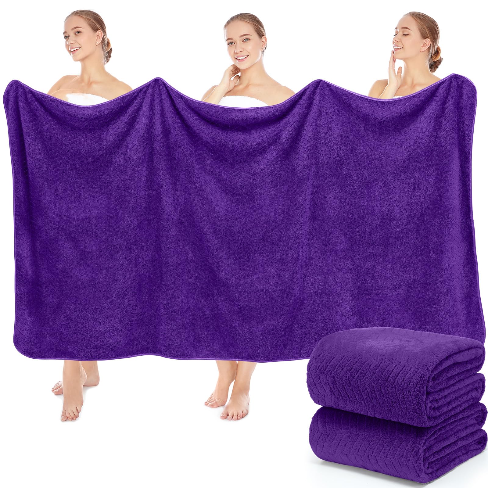 Smoothnovelty 4 Pack 40 X 80 Inch Jumbo Extra Large Bath Sheet Towels Set, Oversized Quick Dry Coral Fleece Bath Sheet Absorbent