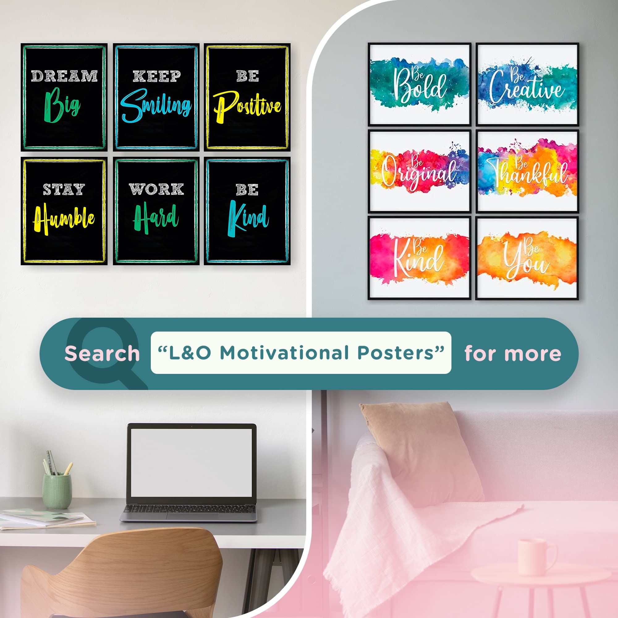L&O Goods Black Chalkboard Motivational Wall Decor Posters  Set of 10 Inspirational Prints for Living Room  Office  Bedroom  And Classroom Wall Decorations 11 X 17