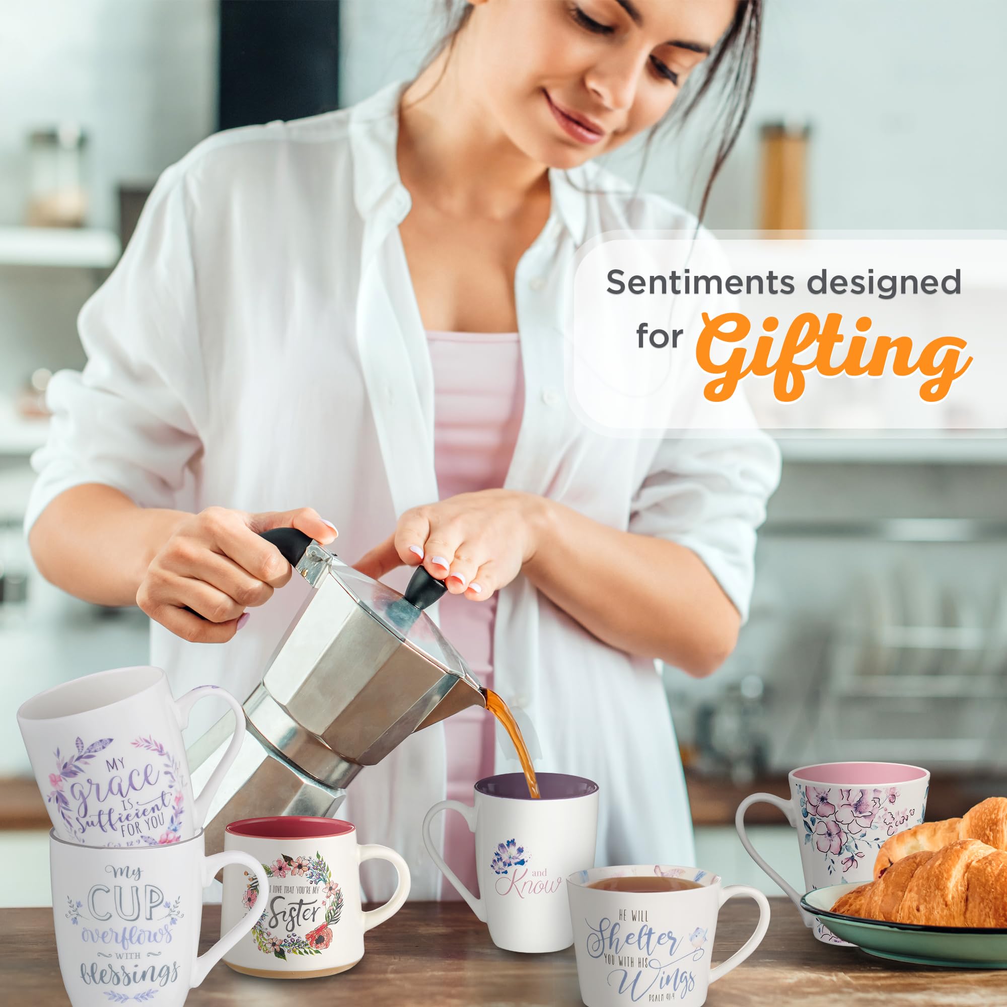 Christian Art Gifts Encouraging Ceramic Coffee & Tea Scripture Mug for Women: My Grace Is Sufficient Inspirational Bible Verse,