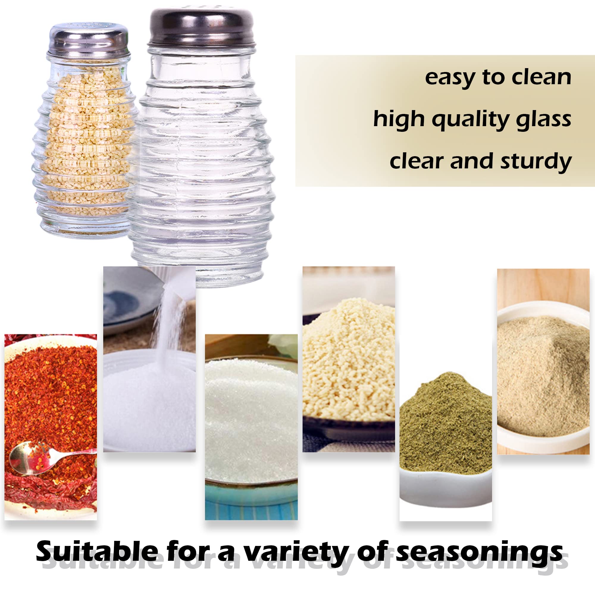 1St Choice Salt And Pepper Shakers With Stainless Tops Set Of 2 (Striped Oval Shakers)