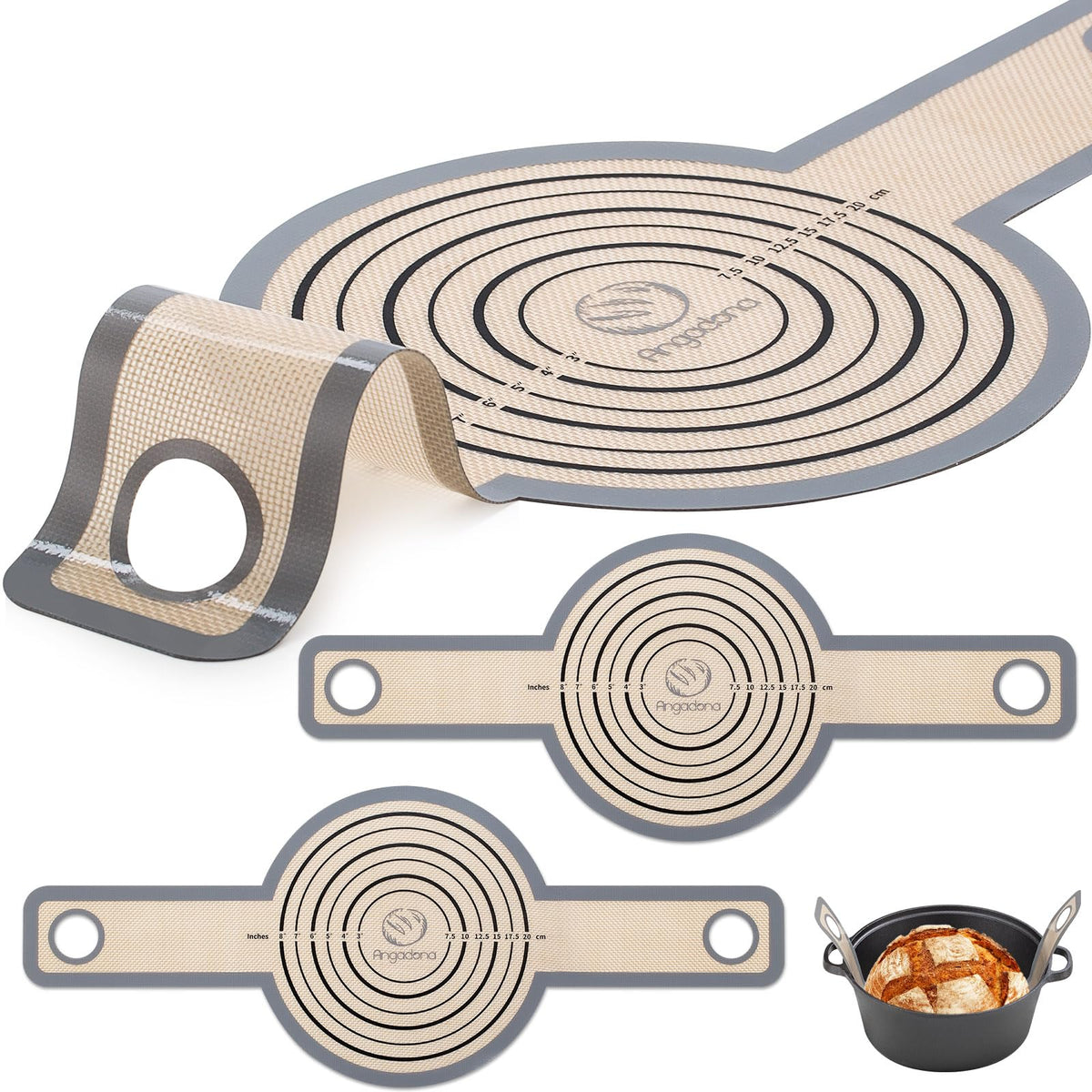 Large Silicone Bread Sling Dutch Oven - 9.5 Inch Non-Stick & Easy Clean Reusable Silicone Bread Baking Mat. With Extra Long Hand