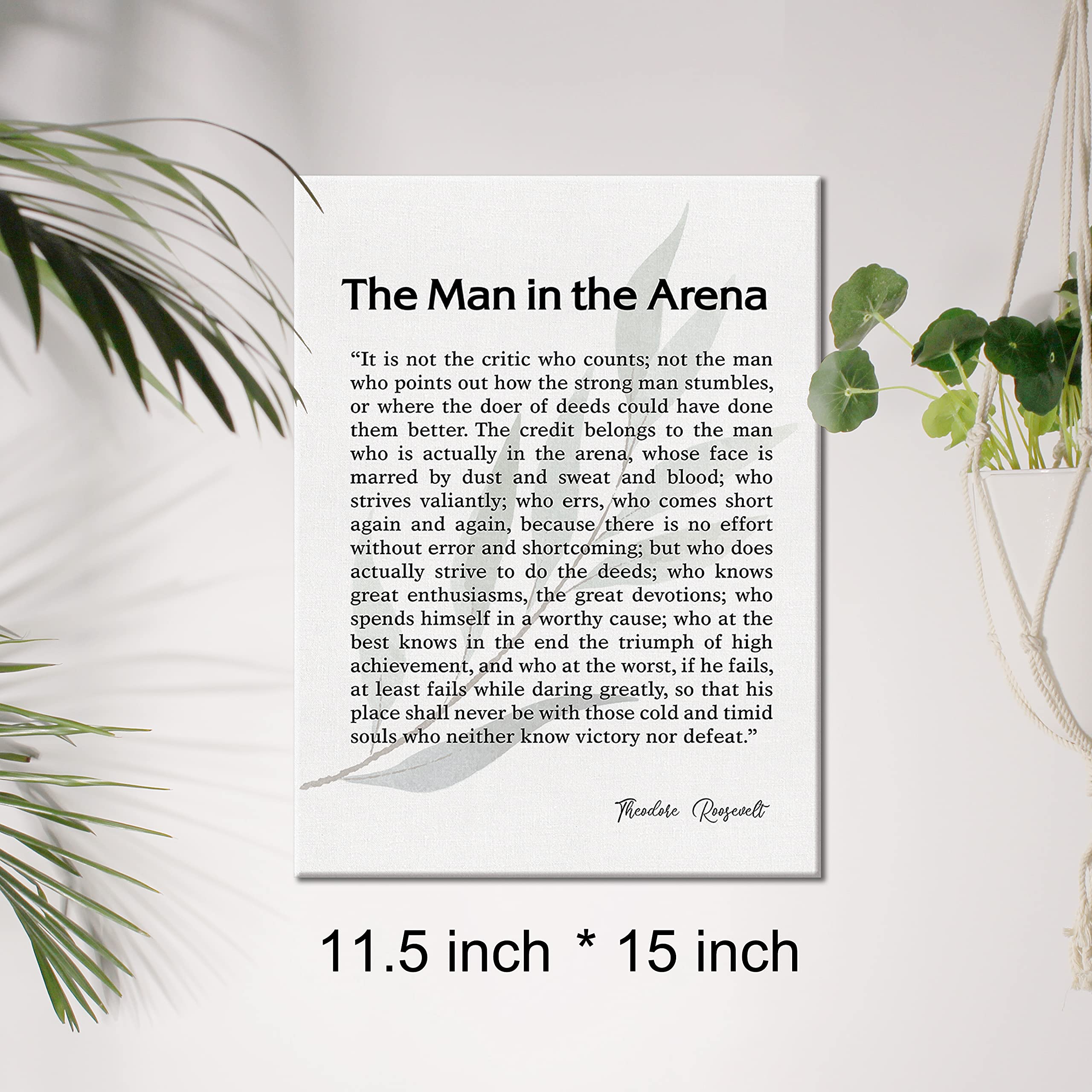 The Man In The Arena Quote Canvas Wall Art Motivational Quotes Theodore Roosevelt Speech Canvas Print Positive Canvas Painting O