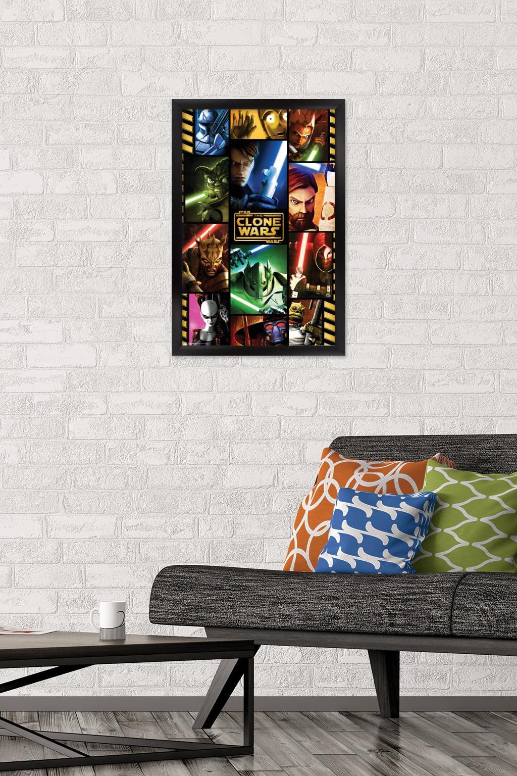 Trends International Star Clone Wars-Grid Wall Poster, 14.725'' X 22.375'', Black Framed Version