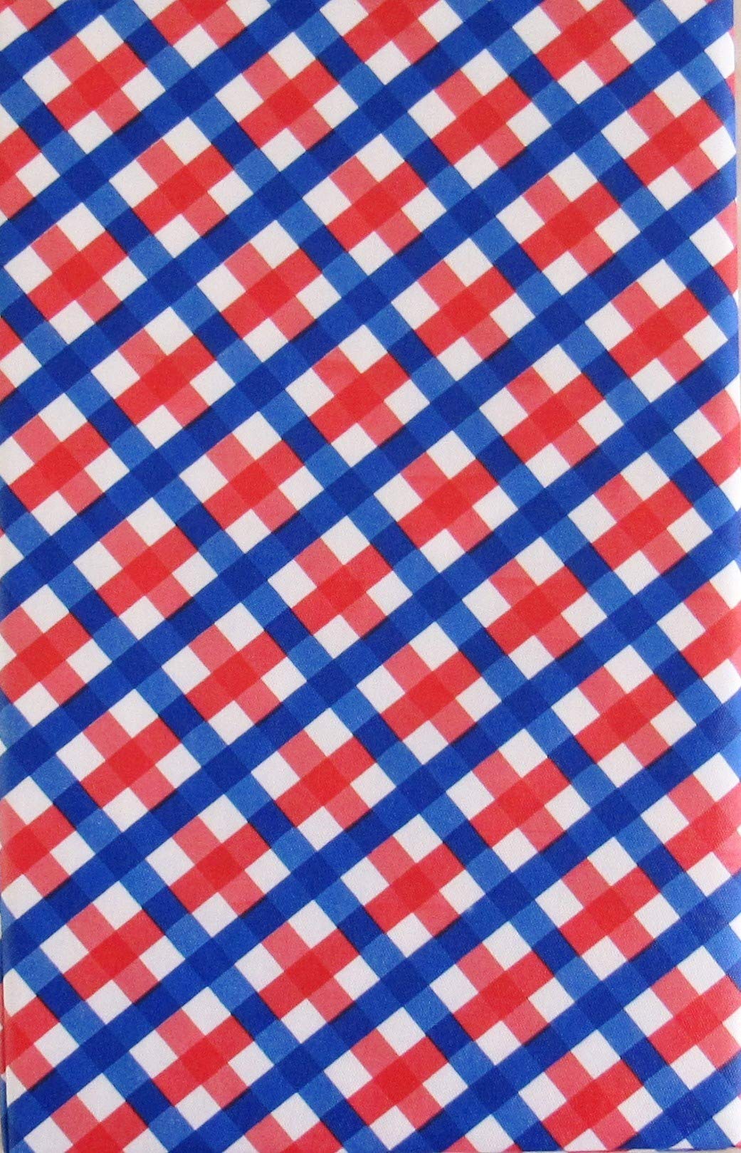 Americana (Elrene) Patriotic Red, White And Blue Check Pattern Vinyl Flannel Back Tablecloth (60'' Round)