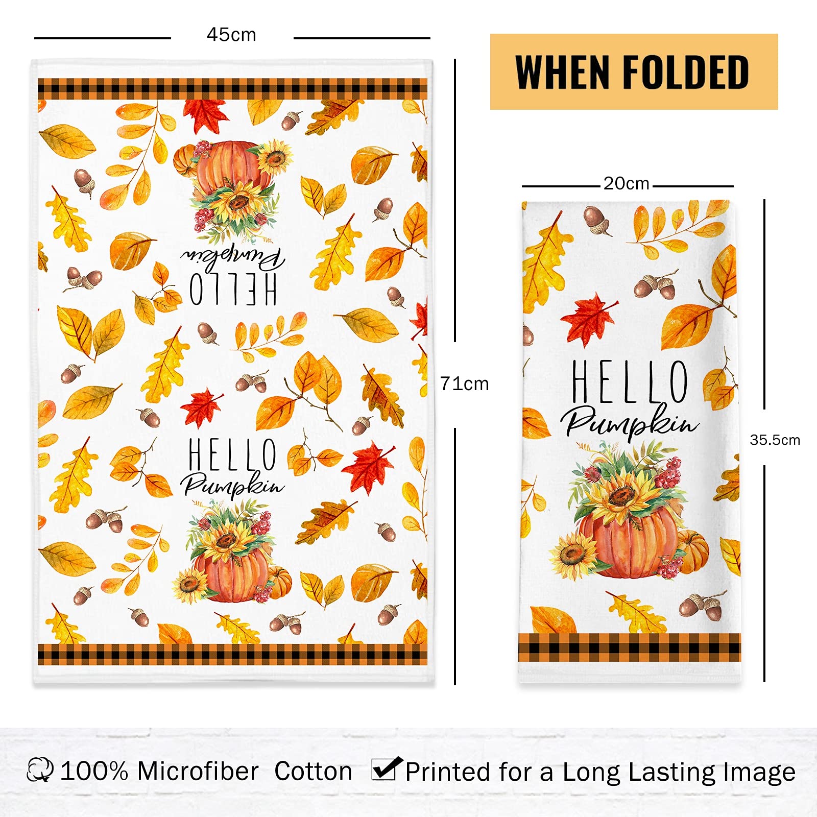 Bonsai Tree Fall Kitchen Towels Sets of 2, Pumkin Fall Hand Towels for Bathroom, Thanksgiving Dish Towel 18   x28   , Autumn Dec