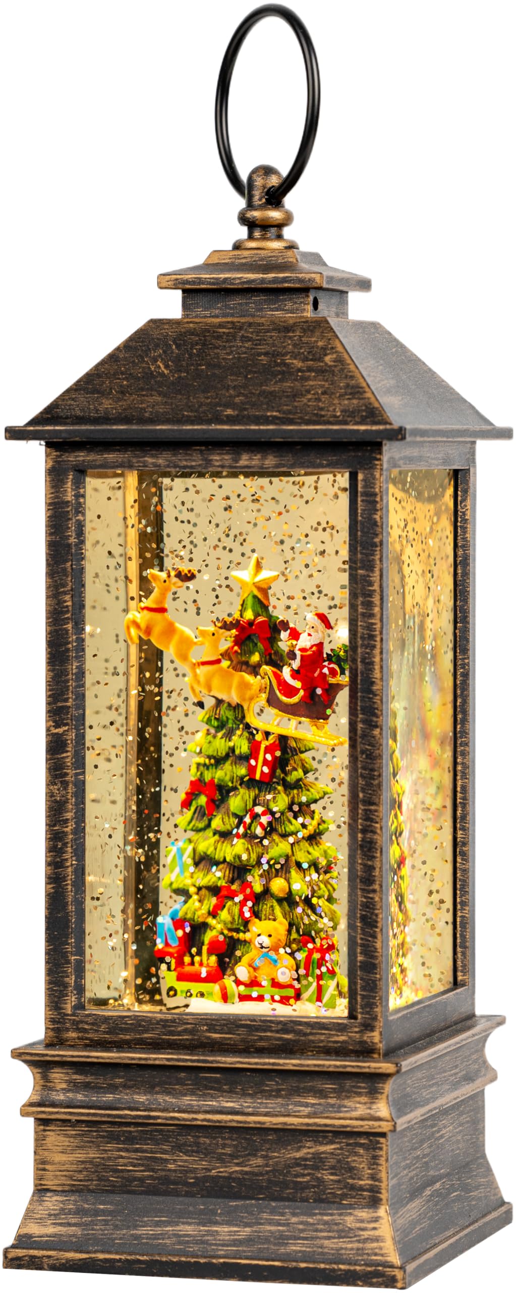 10 Musical Snow Globe Lantern Lighted Christmas Tree and Flying Santa Water Lantern Swirling Glittering Home Decoration and Gi