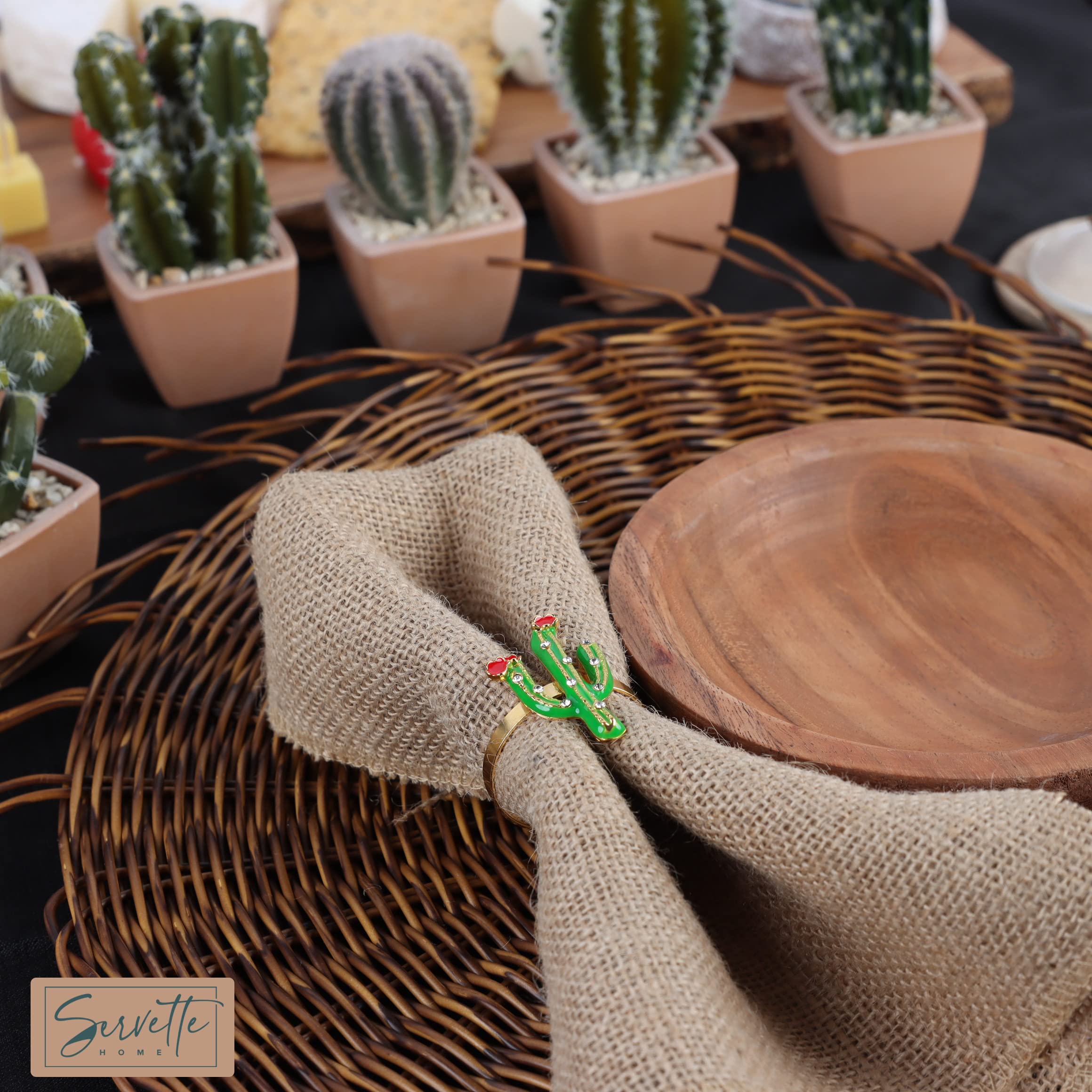 Cactus Napkin Rings Set Of 6 Metal
