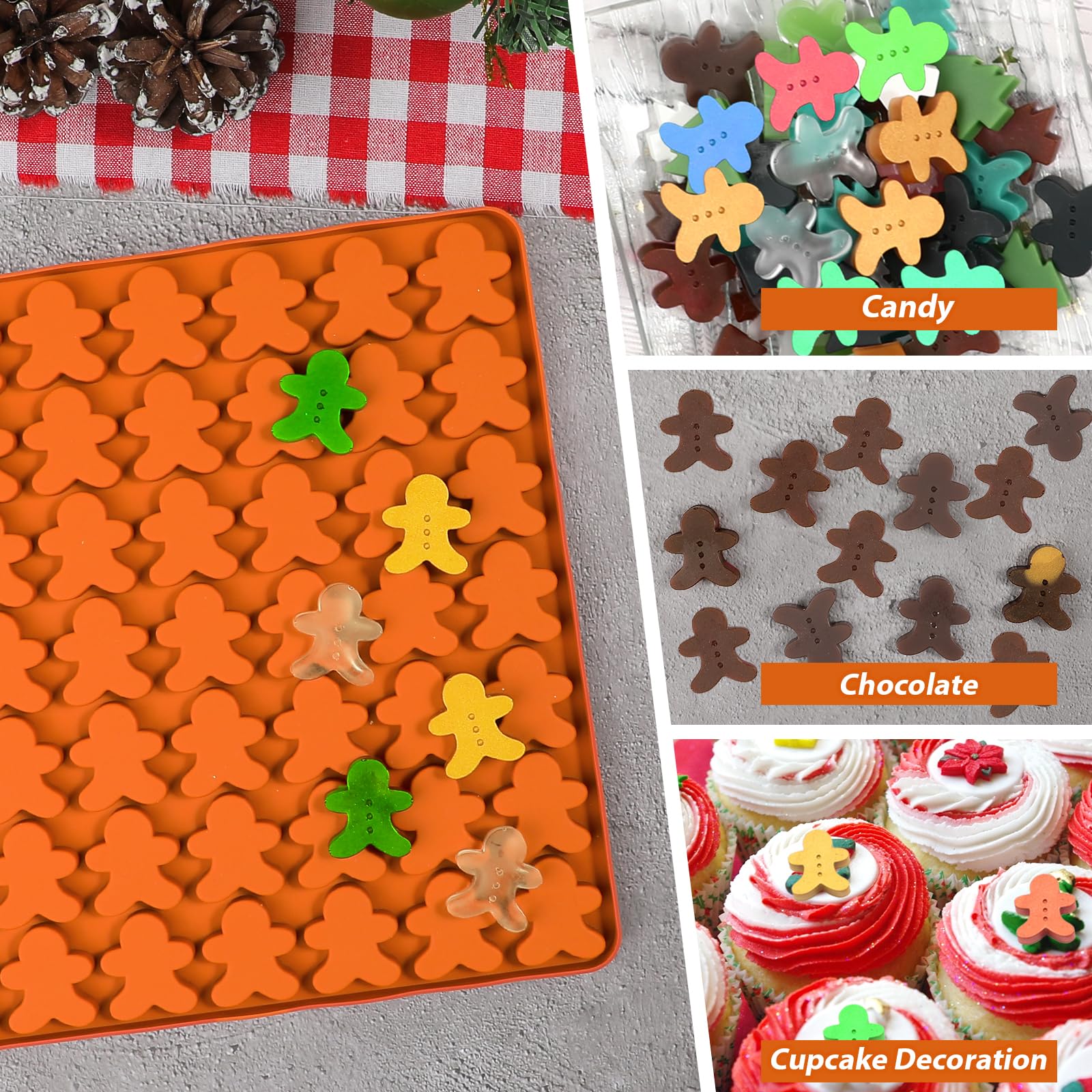 Kamehame Gingerbread Man Silicone Mold, 77 Cavity Gingerbread Gummy Mold, Silicone Gingerbread Candy Mold, Christmas Gingerbread