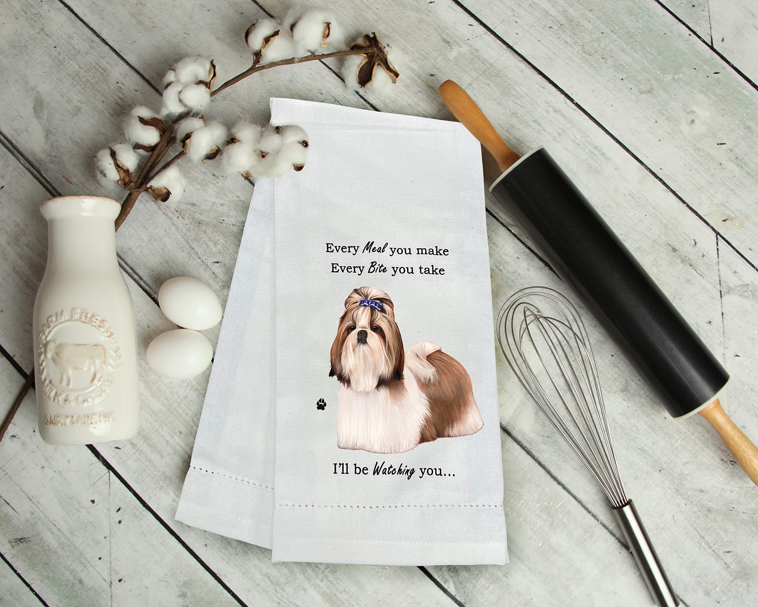Tan Shih Tzu Kitchen Towel - Soft Highly Absorbent - Tan Shih Tzu Gifts - Dish Towels For Washing Dishes - Tea Towels - Reusable