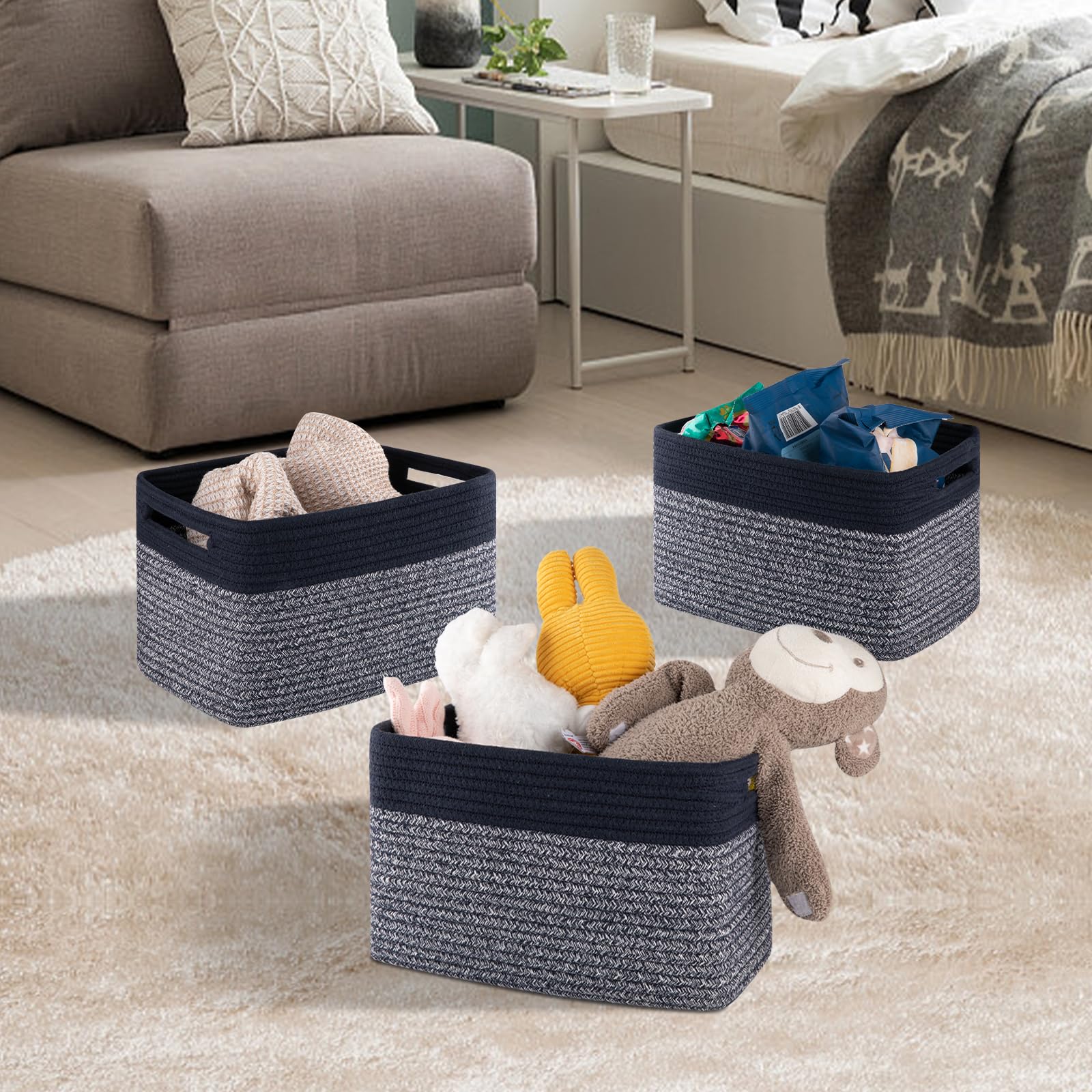 Sixdove 4 Pack Storage Baskets For Organizing, Woven Baskets For Shelves - Perfect For Toys, Books, Towels, And Clothes, Durable