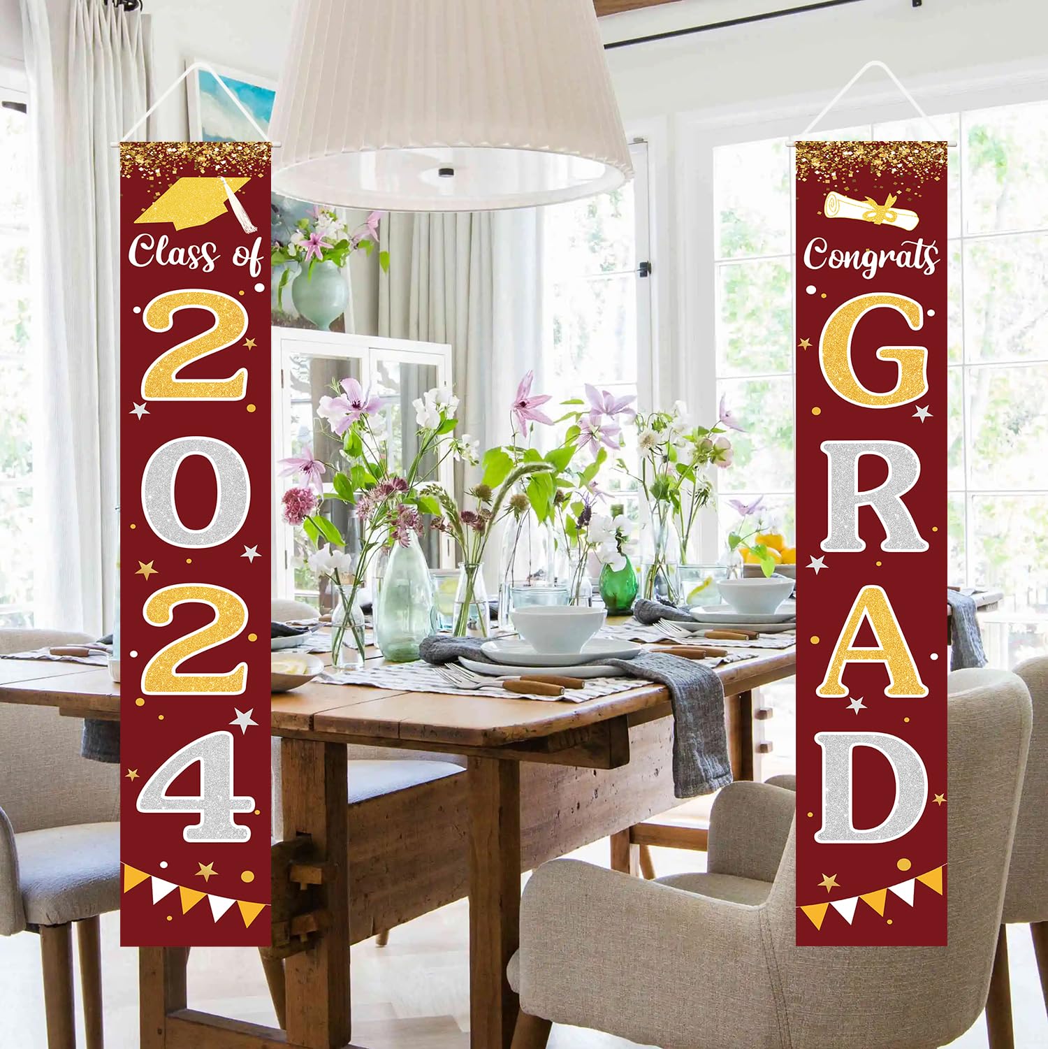 Graduation Decorations 2024 Grad Banner Maroon Graduation Party Decorations 2024 Porch Door Welcome Banners For Class School