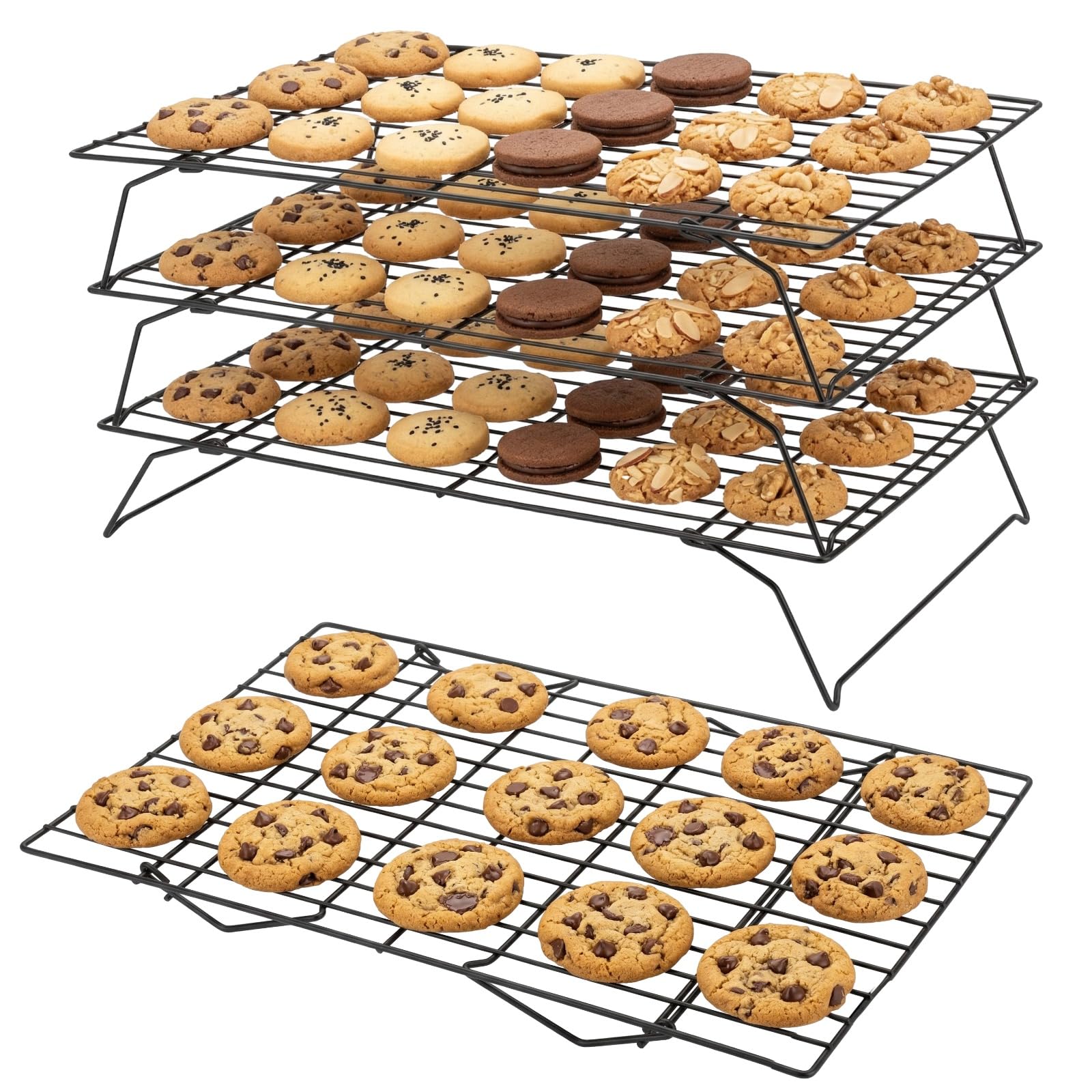FELISTORY 4 Pcs Cooling Racks for Baking and Stackable Collapsible