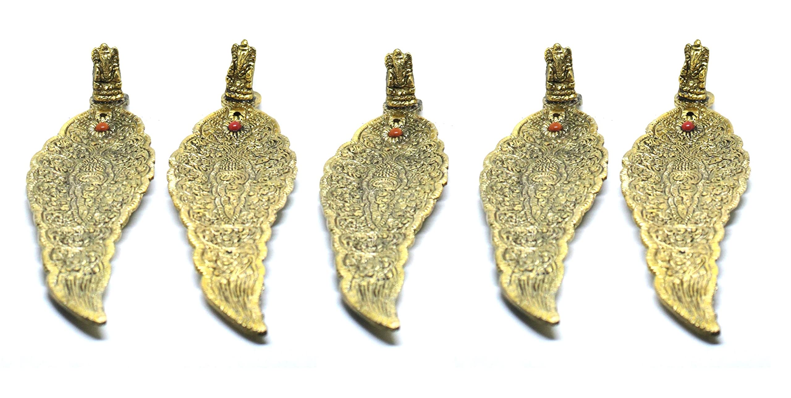 Crafticia Aluminum Leaf Incense Holder & Ash Catcher Agarbatti Stand Featuring Ganesh Figurine Pooja Article for God (9x2 inch)