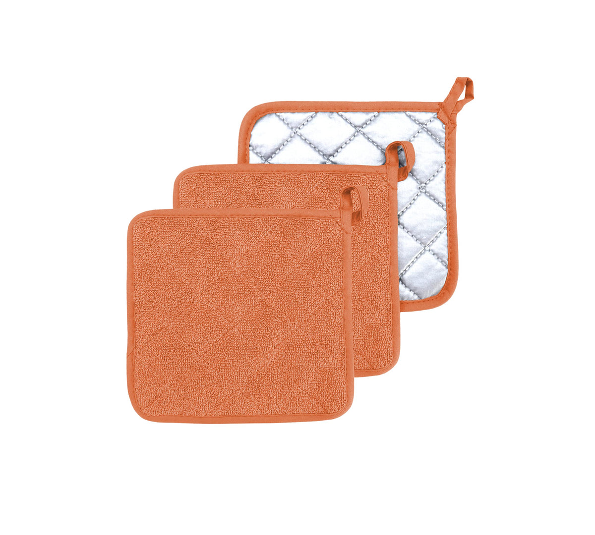 Veikery Oven Pot Holders 100% Cotton,7X7 Inches,3 Packs,Perfect For Cooking, Baking, Serving, Bbq Or Dinner Party (Orange, 3)