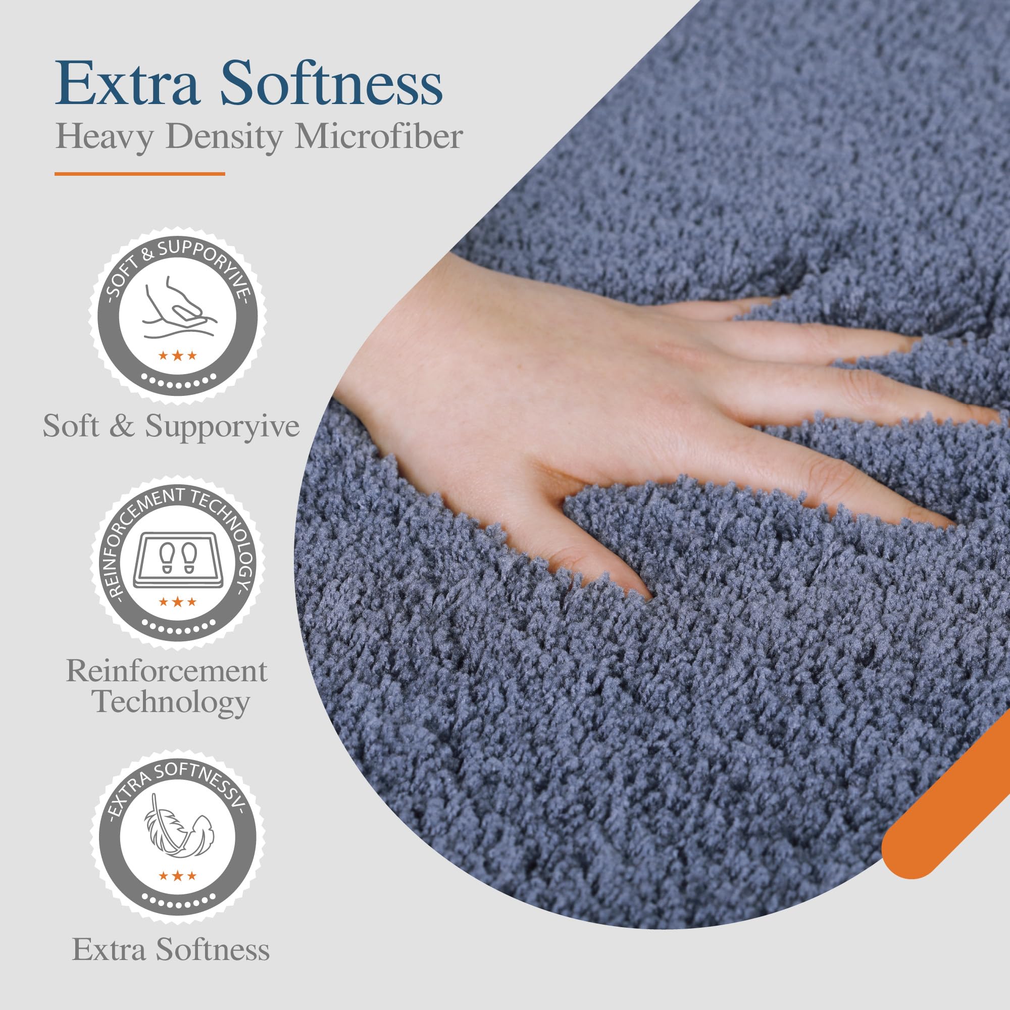 Walensee Bathroom Contour Rug (20X24, Blue) Non Slip Bath Mat For Bathroom Water Absorbent Soft Microfiber Shaggy Bathroom Mat M