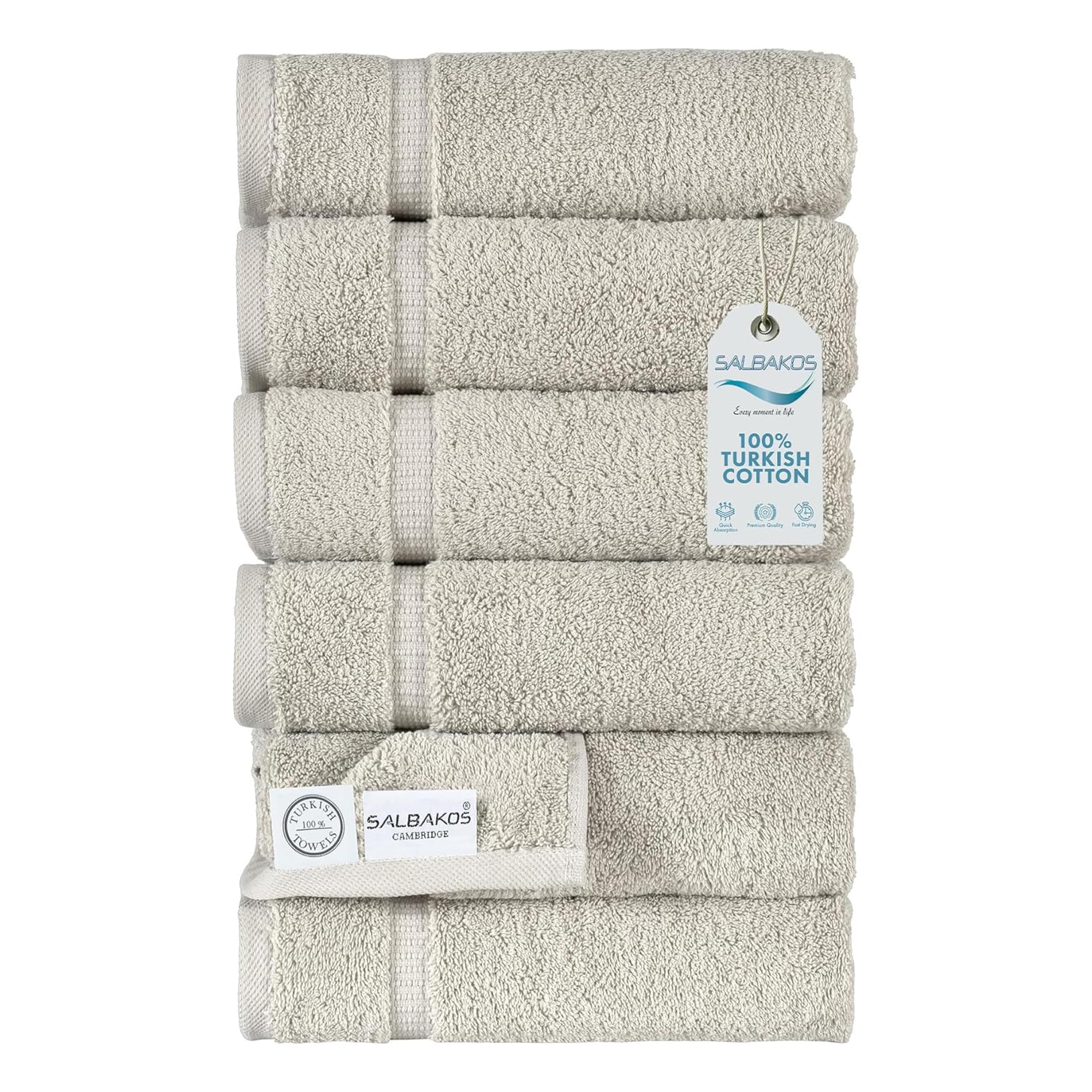 Salbakos - Premium 6 Piece Hand Towels Set, 100% Turkish Cotton, Quick Dry & Comfy Towels For Hotel & Spa, Highly Absorbent | 16