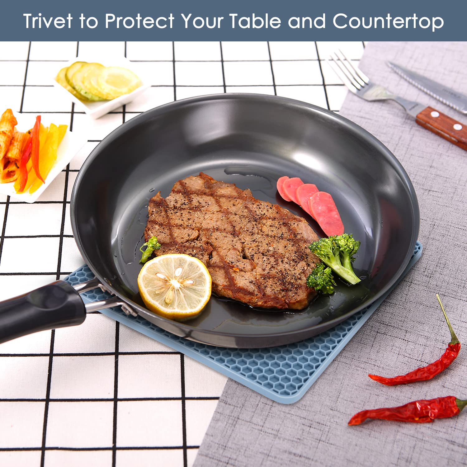Trivets For Hot Dishes, 4 Pack Silicone Hot Pads Pot Holders For Kitchen, Non-Slip Heat Resistant Silicone Mat For Countertops,
