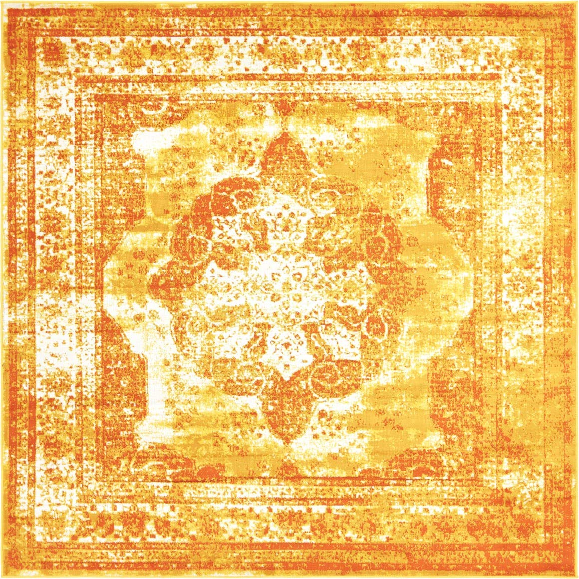 Unique Loom Sofia Collection Area Rug - Salle Garnier (8 Square, Orange/ Yellow)
