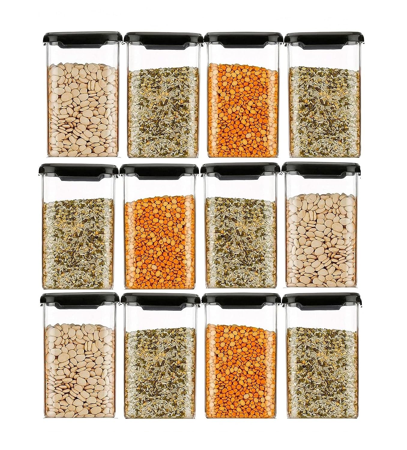 Kitchenwel Smart Plastic Square Container Set For Kitchen Storage - 1100Ml Containers | Unbreakable & Elegent Design | Container