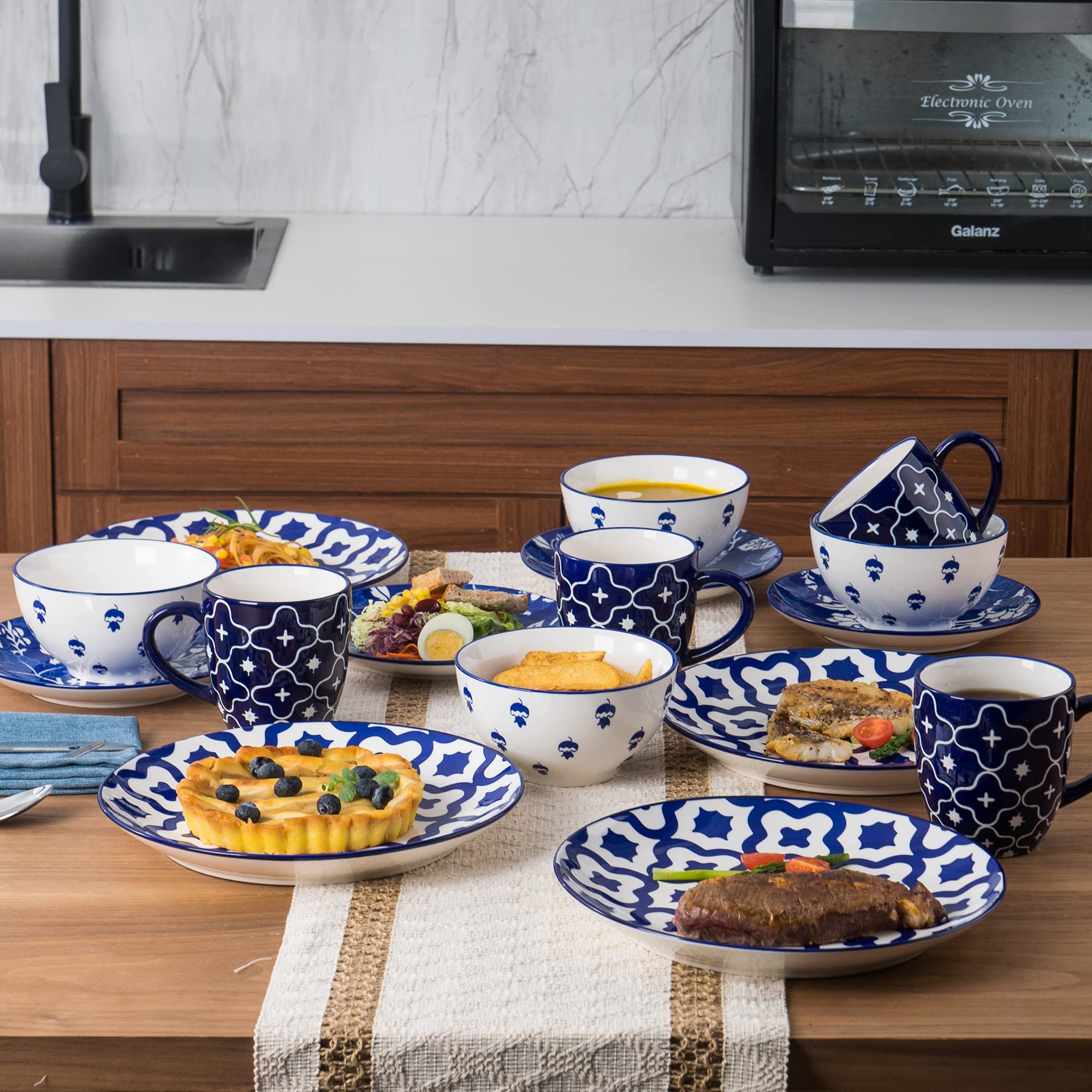 Wisenvoy Plates and Bowls Sets Dinnerware Sets 16 Piece Plate Set Dinner Plates Stoneware Dinnerware Set Dish Set for 4